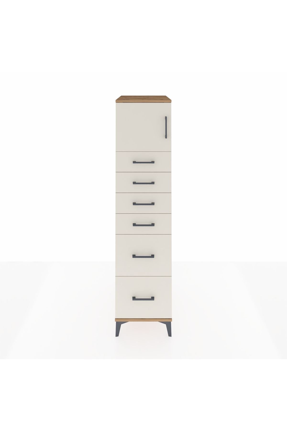 Kronos Dolap Tek Raflı 6 Çekmeceli Tek Kapaklı 44x59x182 - S88M017V7C