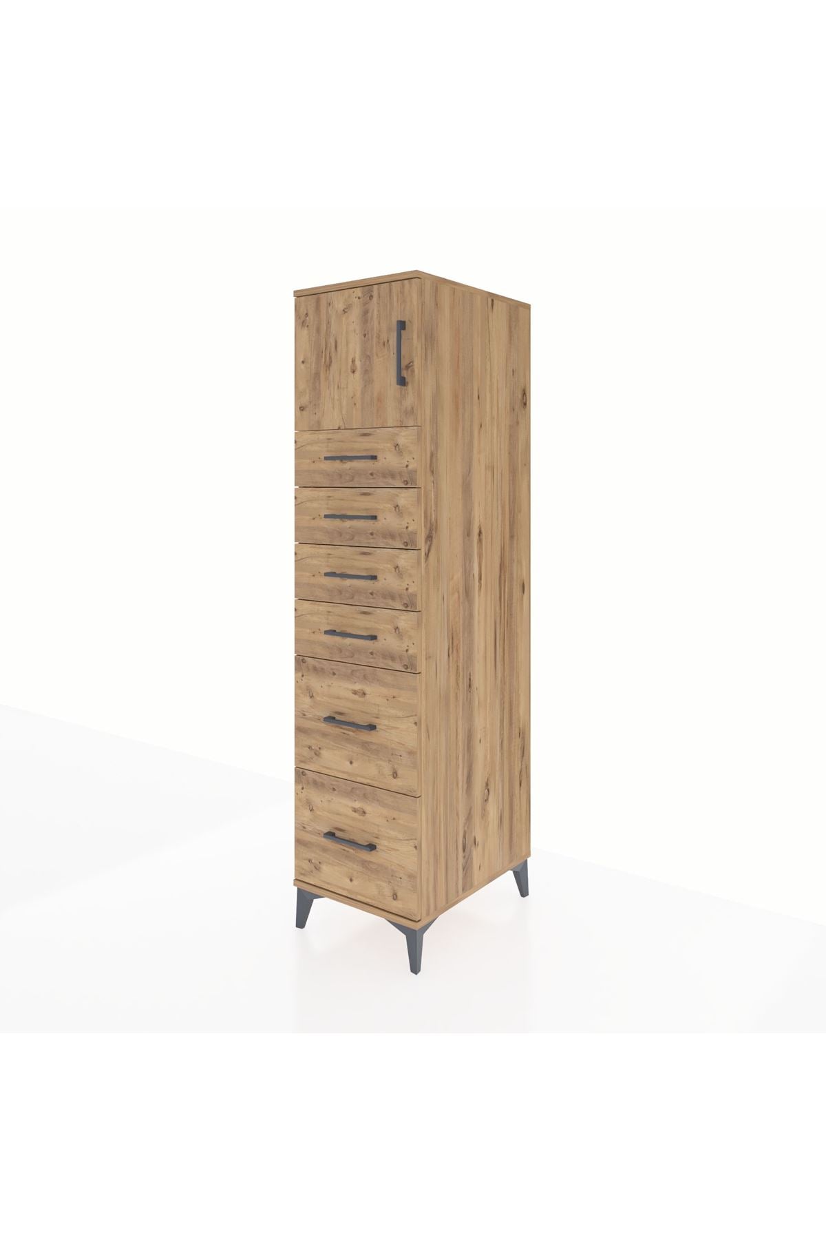 Kronos Dolap Tek Raflı 6 Çekmeceli Tek Kapaklı 44x59x182 - S88M017V9C