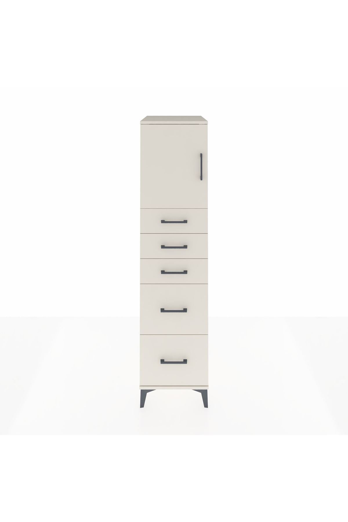 Kronos Dolap Tek Raflı 5 Çekmeceli Tek Kapaklı 44x59x182 - S88M018V1C