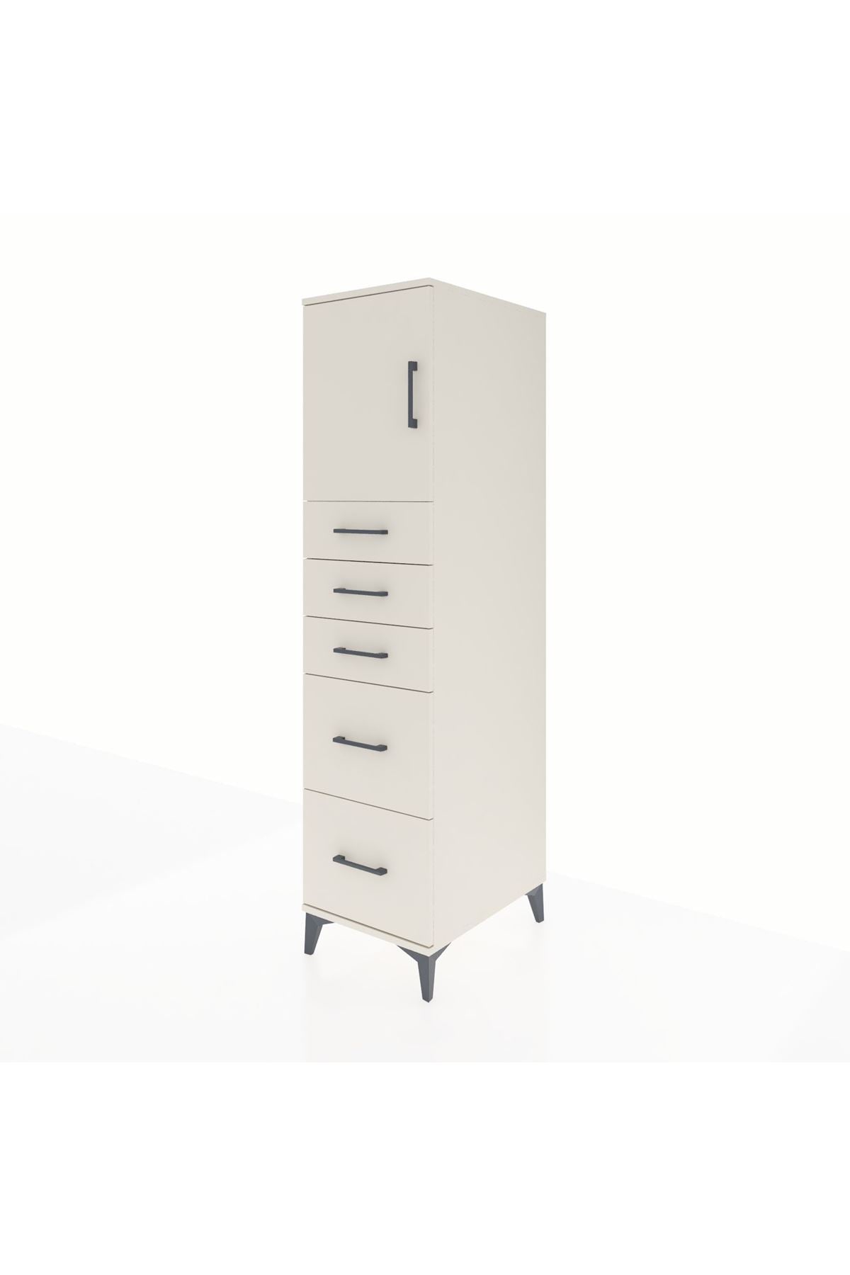 Kronos Dolap Tek Raflı 5 Çekmeceli Tek Kapaklı 44x59x182 - S88M018V1C