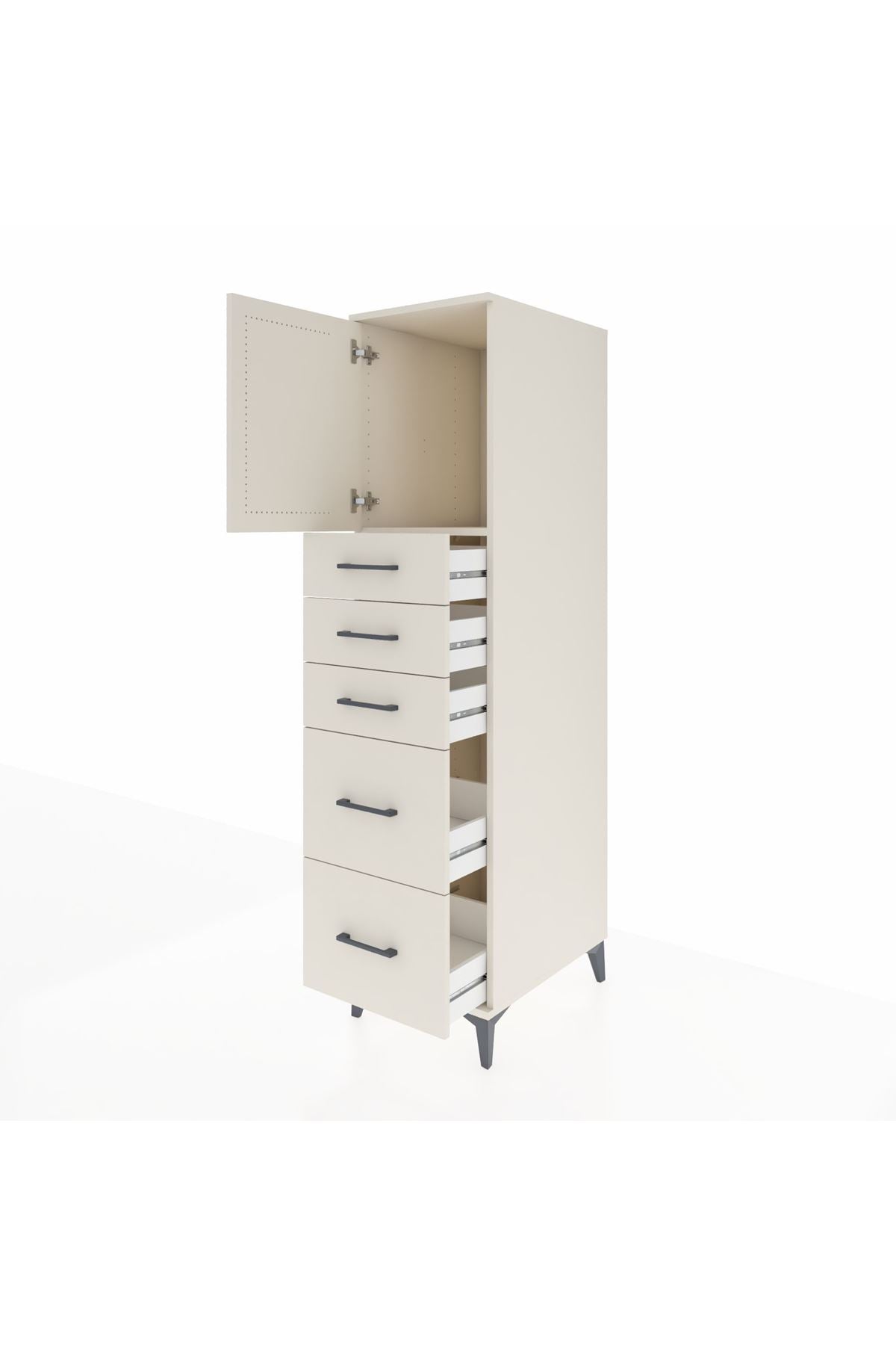 Kronos Dolap Tek Raflı 5 Çekmeceli Tek Kapaklı 44x59x182 - S88M018V1C