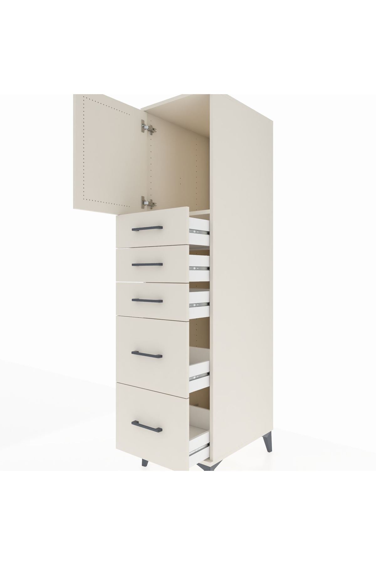 Kronos Dolap Tek Raflı 5 Çekmeceli Tek Kapaklı 44x59x182 - S88M018V1C