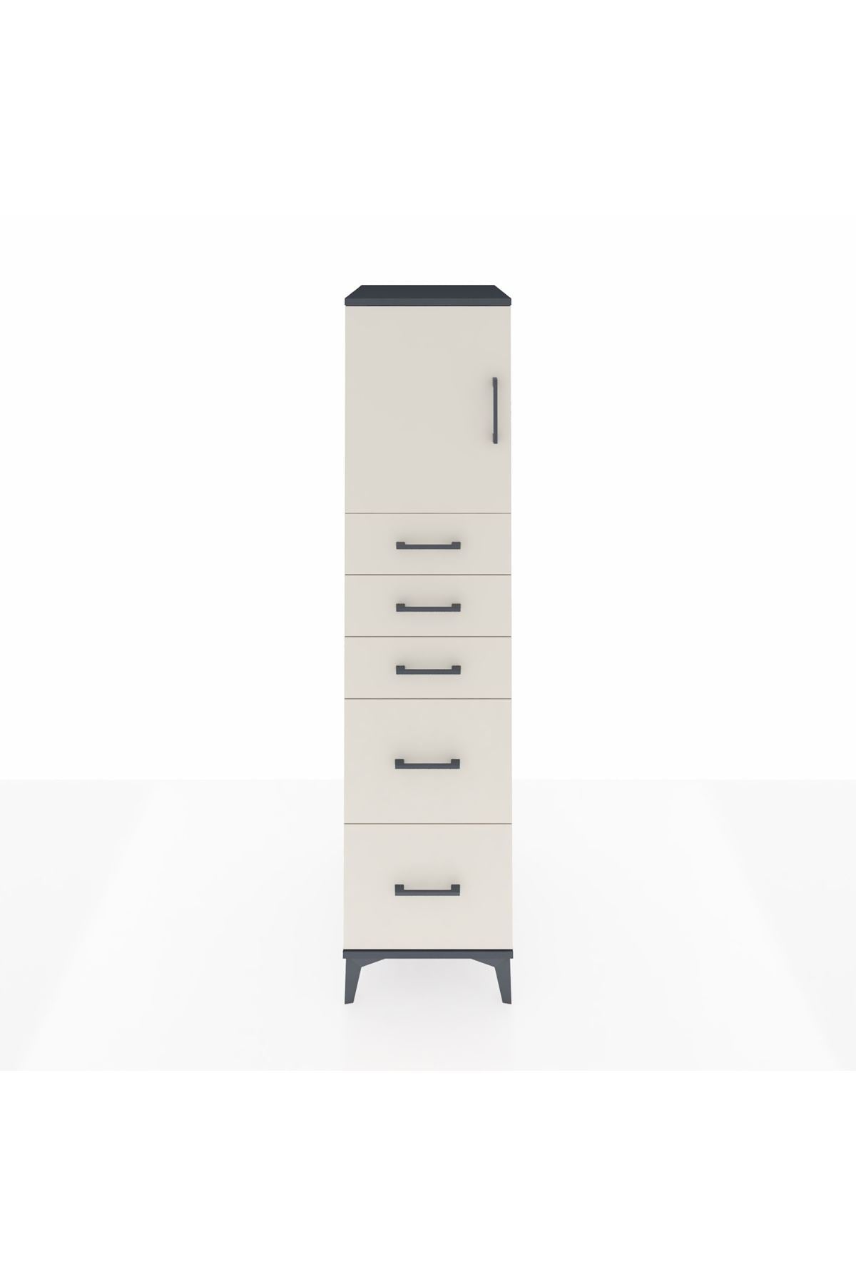 Kronos Dolap Tek Raflı 5 Çekmeceli Tek Kapaklı 44x59x182 - S88M018V4C