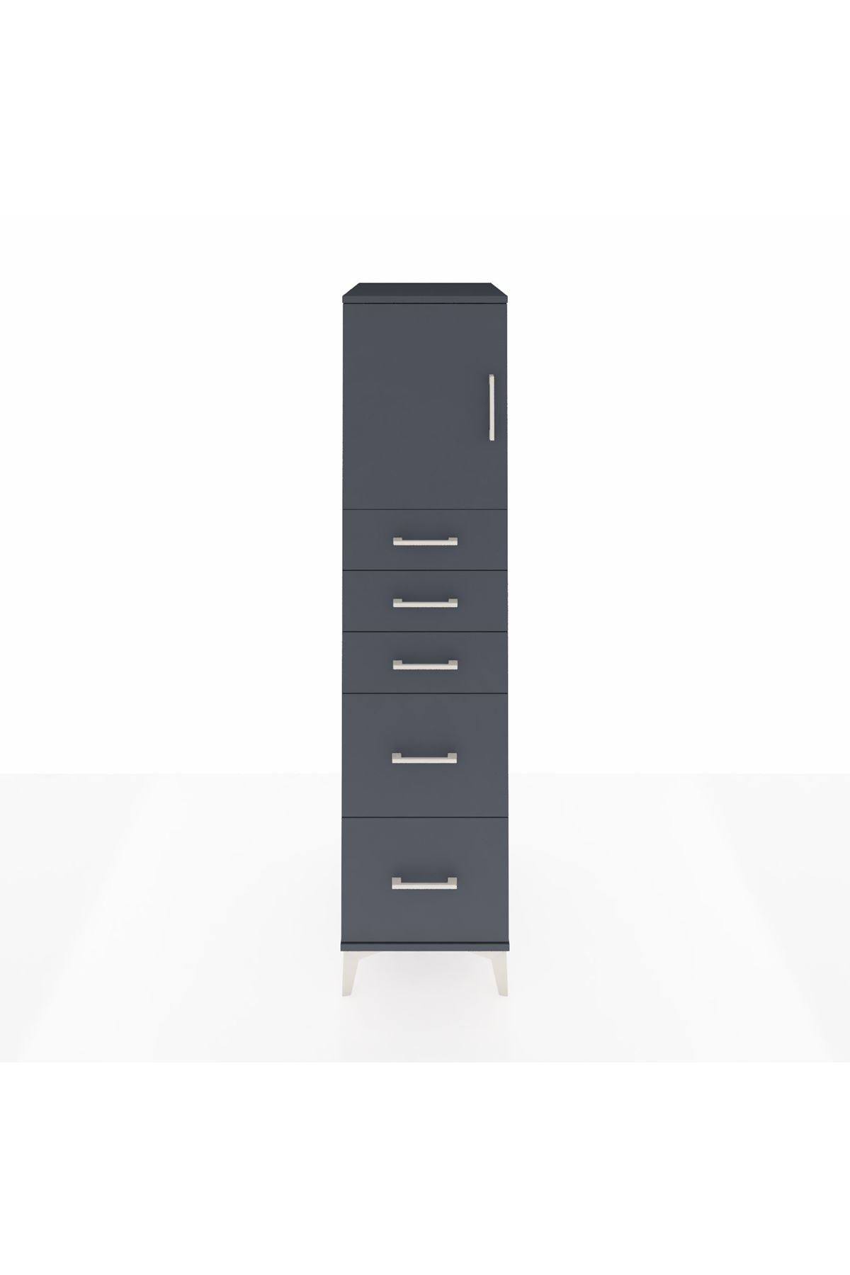 Kronos Dolap Tek Raflı 5 Çekmeceli Tek Kapaklı 44x59x182 - S88M018V5C