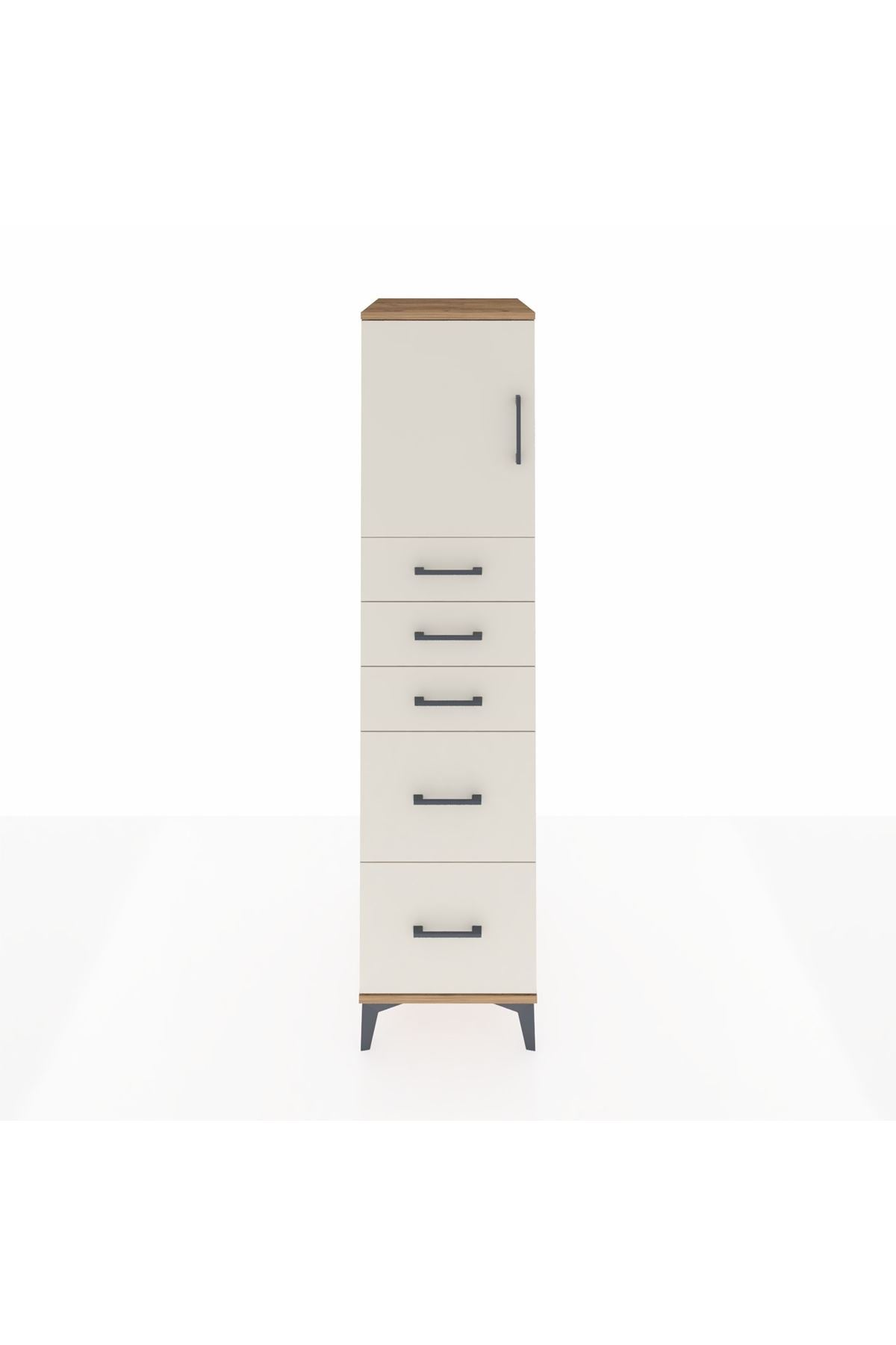 Kronos Dolap Tek Raflı 5 Çekmeceli Tek Kapaklı 44x59x182 - S88M018V7C