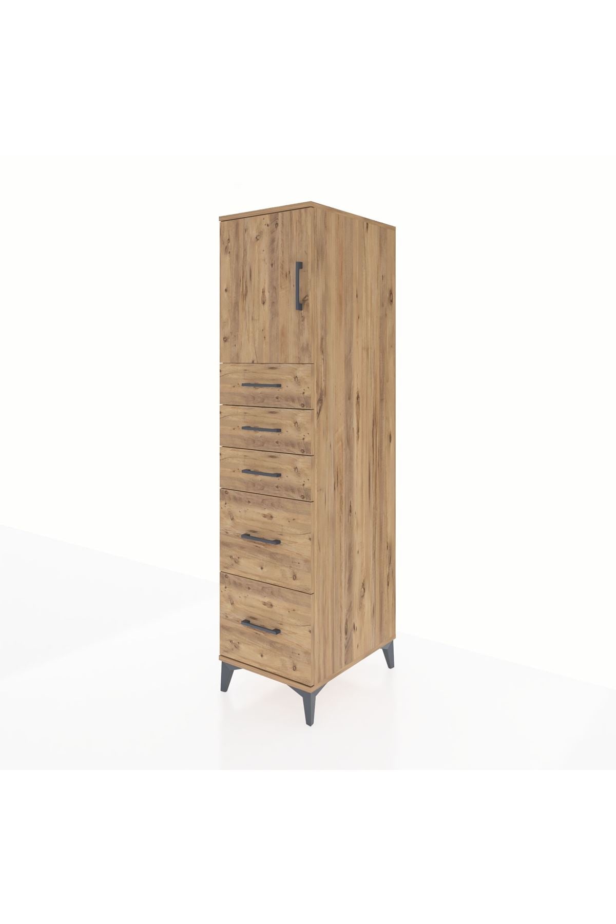 Kronos Dolap Tek Raflı 5 Çekmeceli Tek Kapaklı 44x59x182 - S88M018V9C