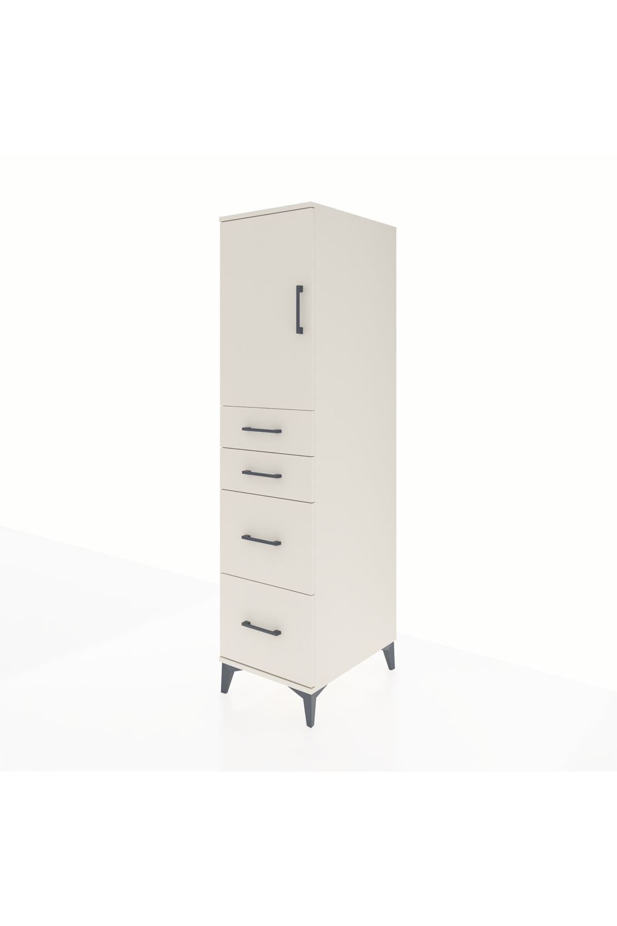 Kronos Dolap Tek Raflı 4 Çekmeceli Tek Kapaklı 44x59x182 - S88M019V1C