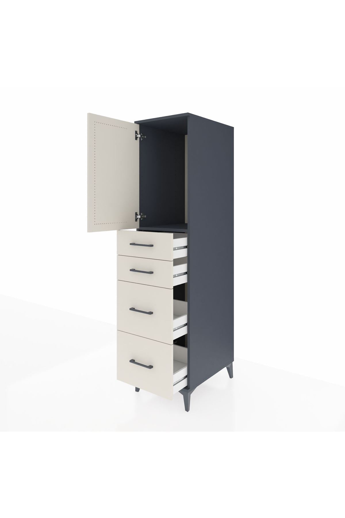 Kronos Dolap Tek Raflı 4 Çekmeceli Tek Kapaklı 44x59x182 - S88M019V4C
