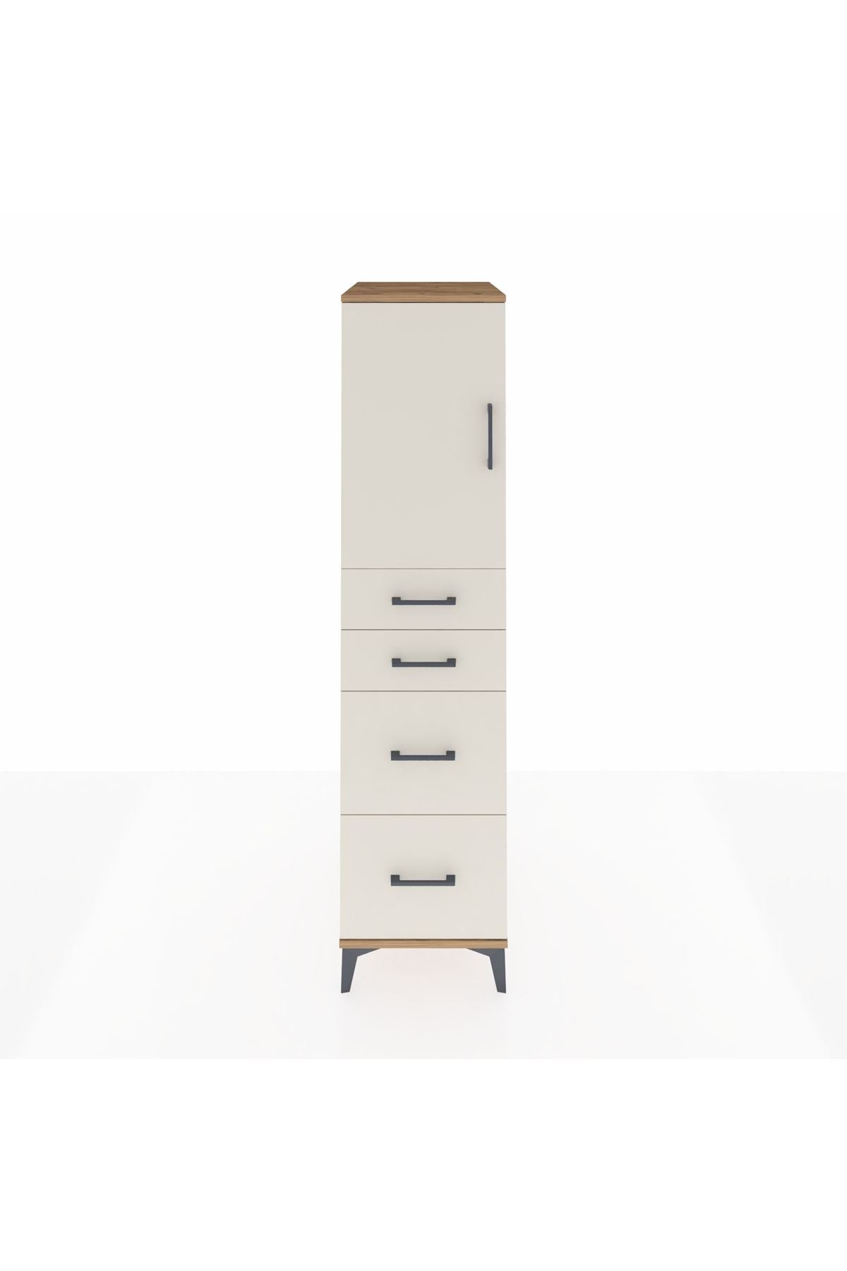 Kronos Dolap Tek Raflı 4 Çekmeceli Tek Kapaklı 44x59x182 - S88M019V7C