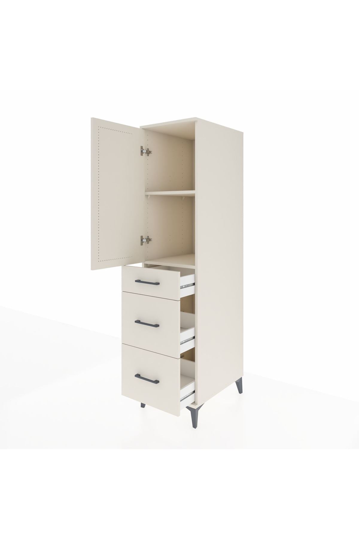 Kronos Dolap 2 Raflı 3 Çekmeceli Tek Kapaklı 44x59x182 - S88M020V1C