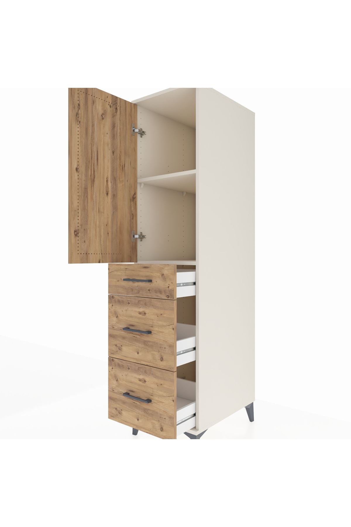 Kronos Dolap 2 Raflı 3 Çekmeceli Tek Kapaklı 44x59x182 - S88M020V3C