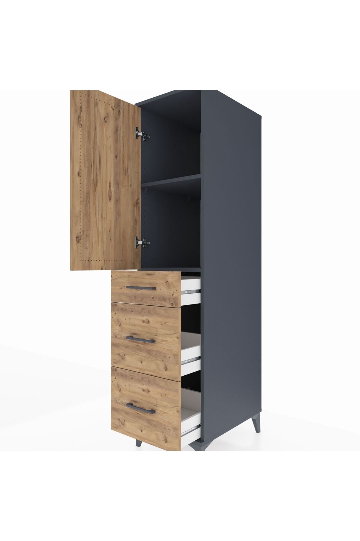 Kronos Dolap 2 Raflı 3 Çekmeceli Tek Kapaklı 44x59x182 - S88M020V6C
