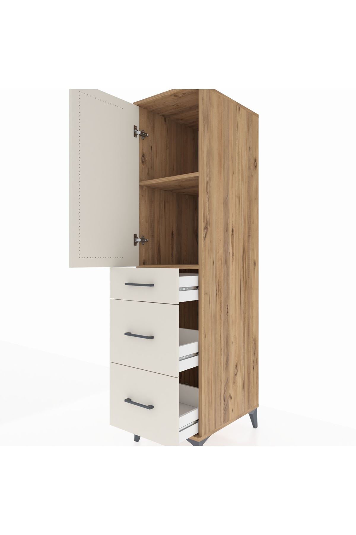 Kronos Dolap 2 Raflı 3 Çekmeceli Tek Kapaklı 44x59x182 - S88M020V7C