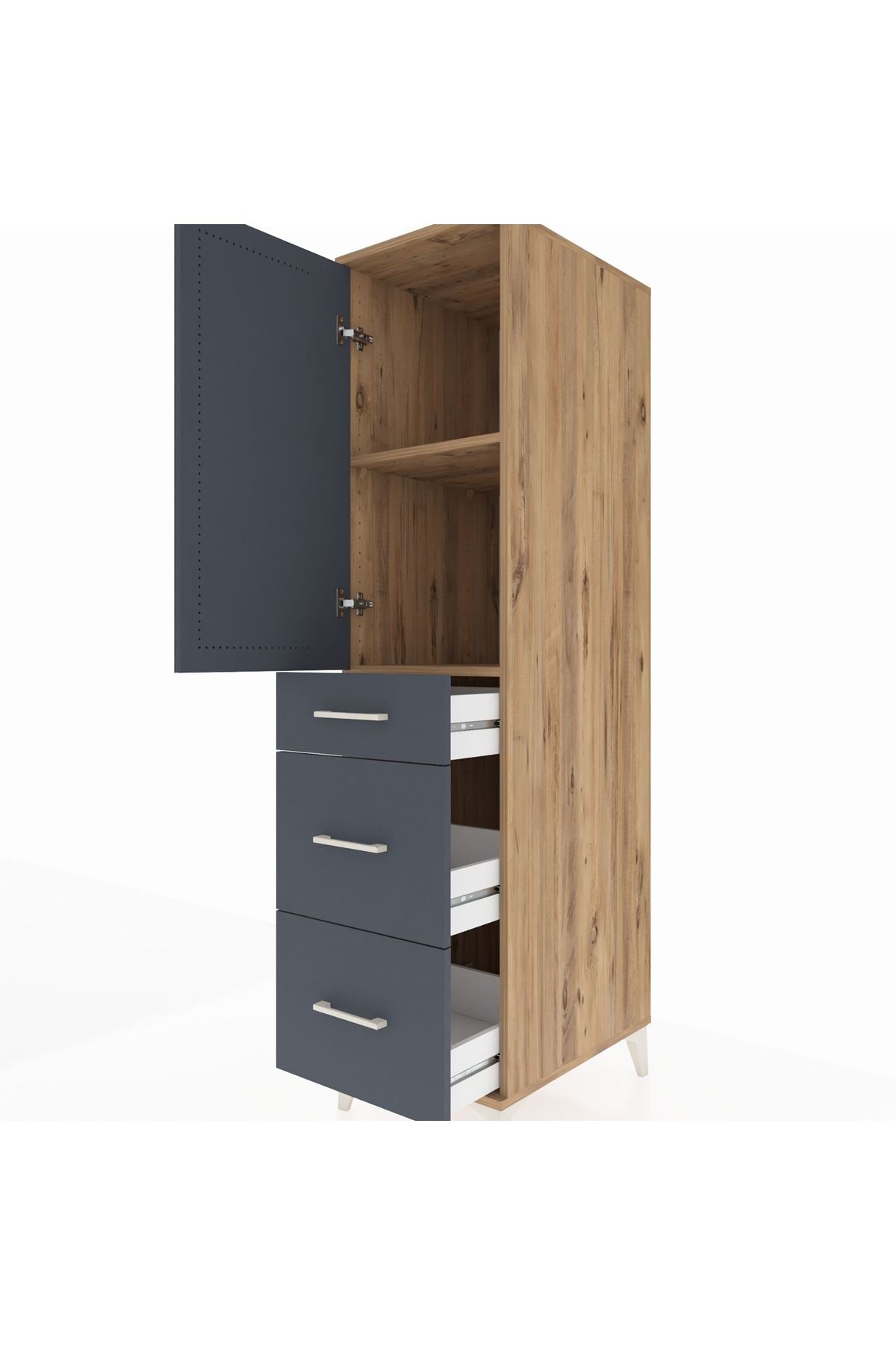 Kronos Dolap 2 Raflı 3 Çekmeceli Tek Kapaklı 44x59x182 - S88M020V8C