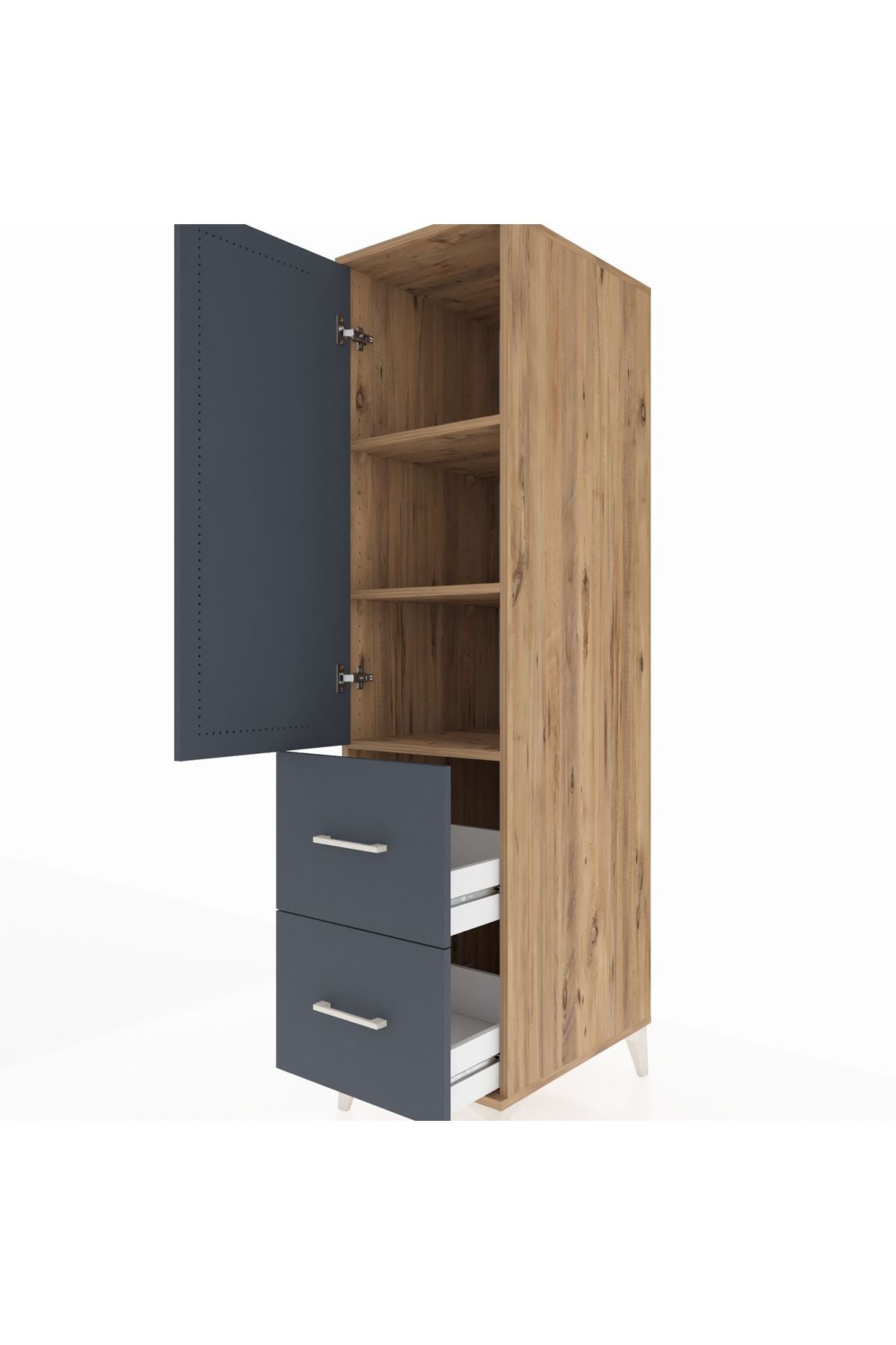 Kronos Dolap 3 Raflı 2 Çekmeceli Tek Kapaklı 44x59x182 - S88M021V8C
