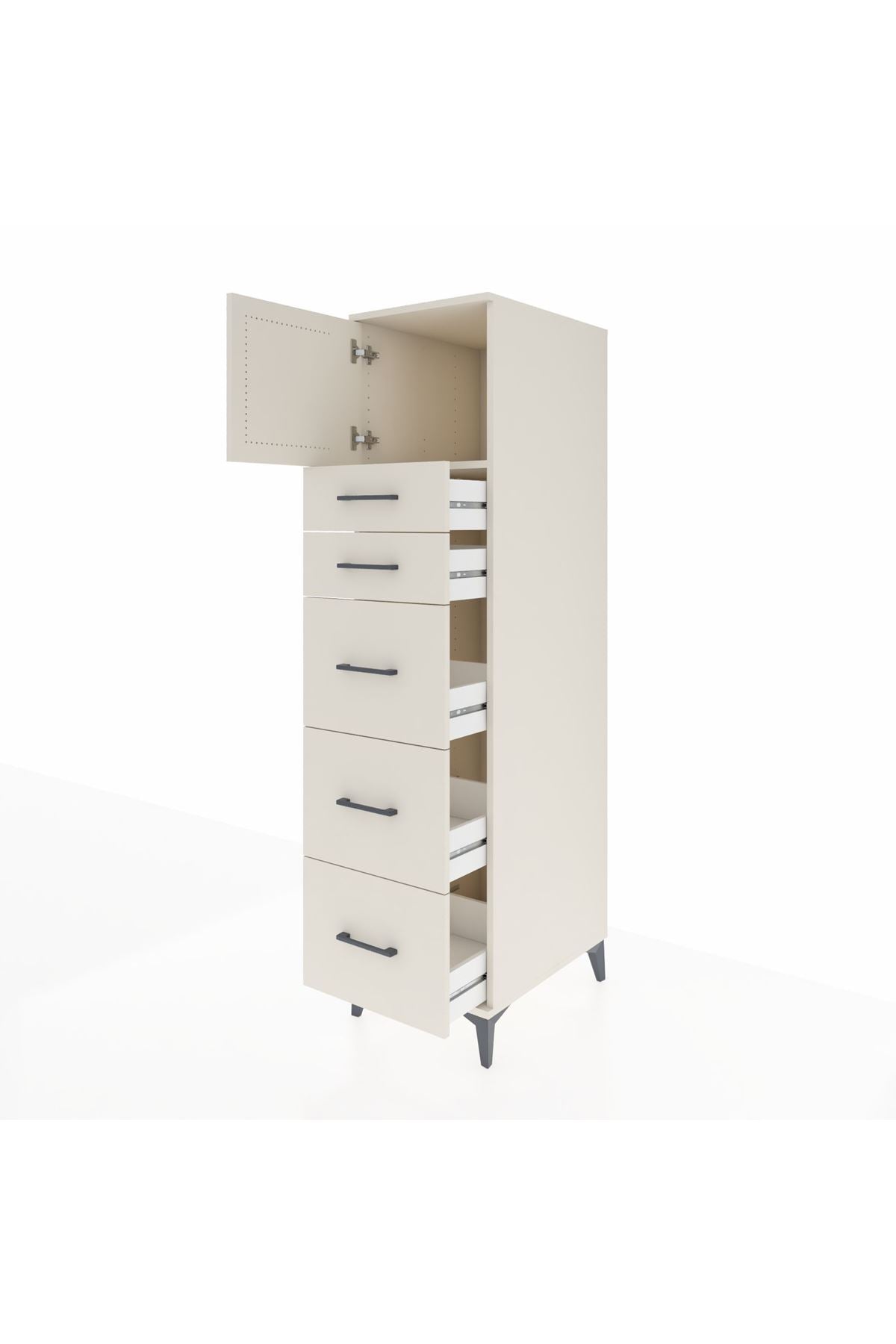 Kronos Dolap Tek Raflı 5 Çekmeceli Tek Kapaklı 44x59x182 - S88M022V1C