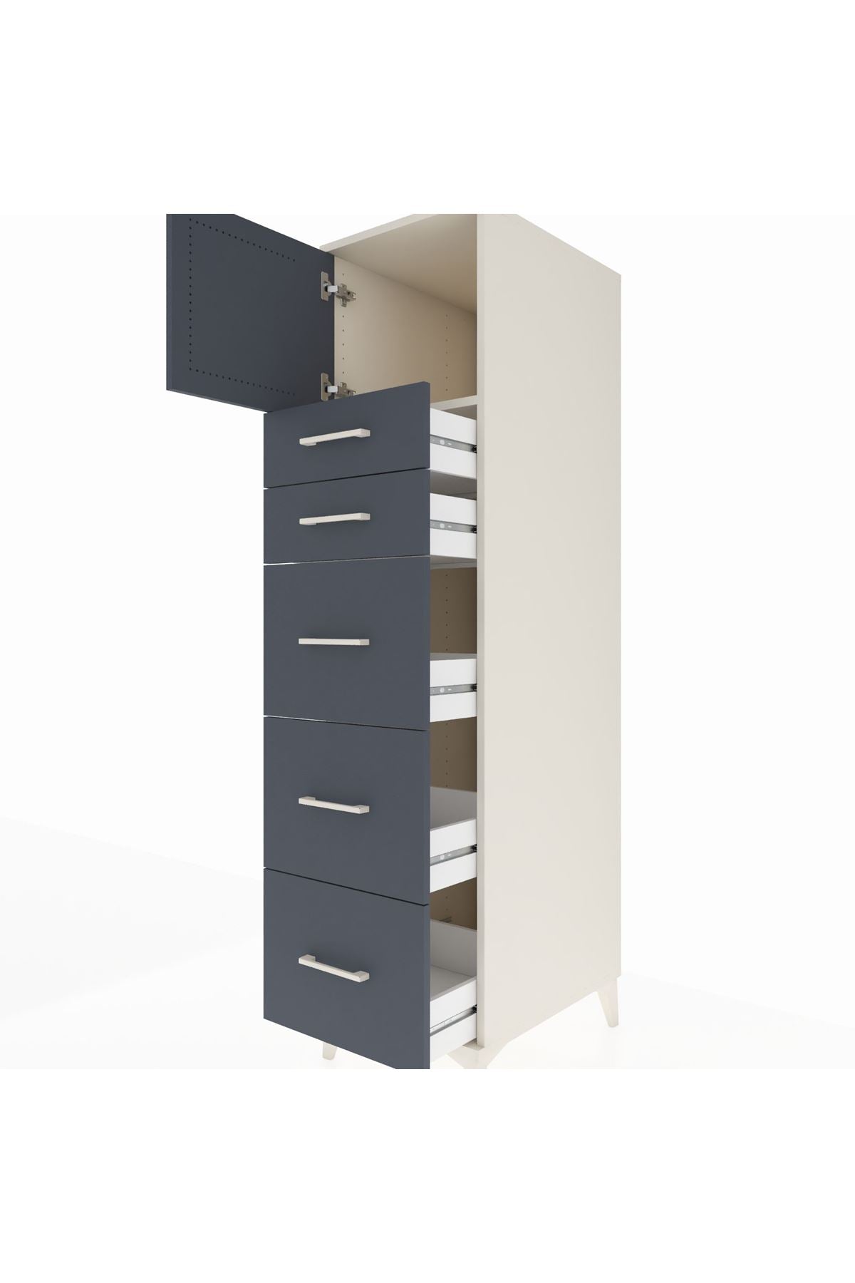 Kronos Dolap Tek Raflı 5 Çekmeceli Tek Kapaklı 44x59x182 - S88M022V2C