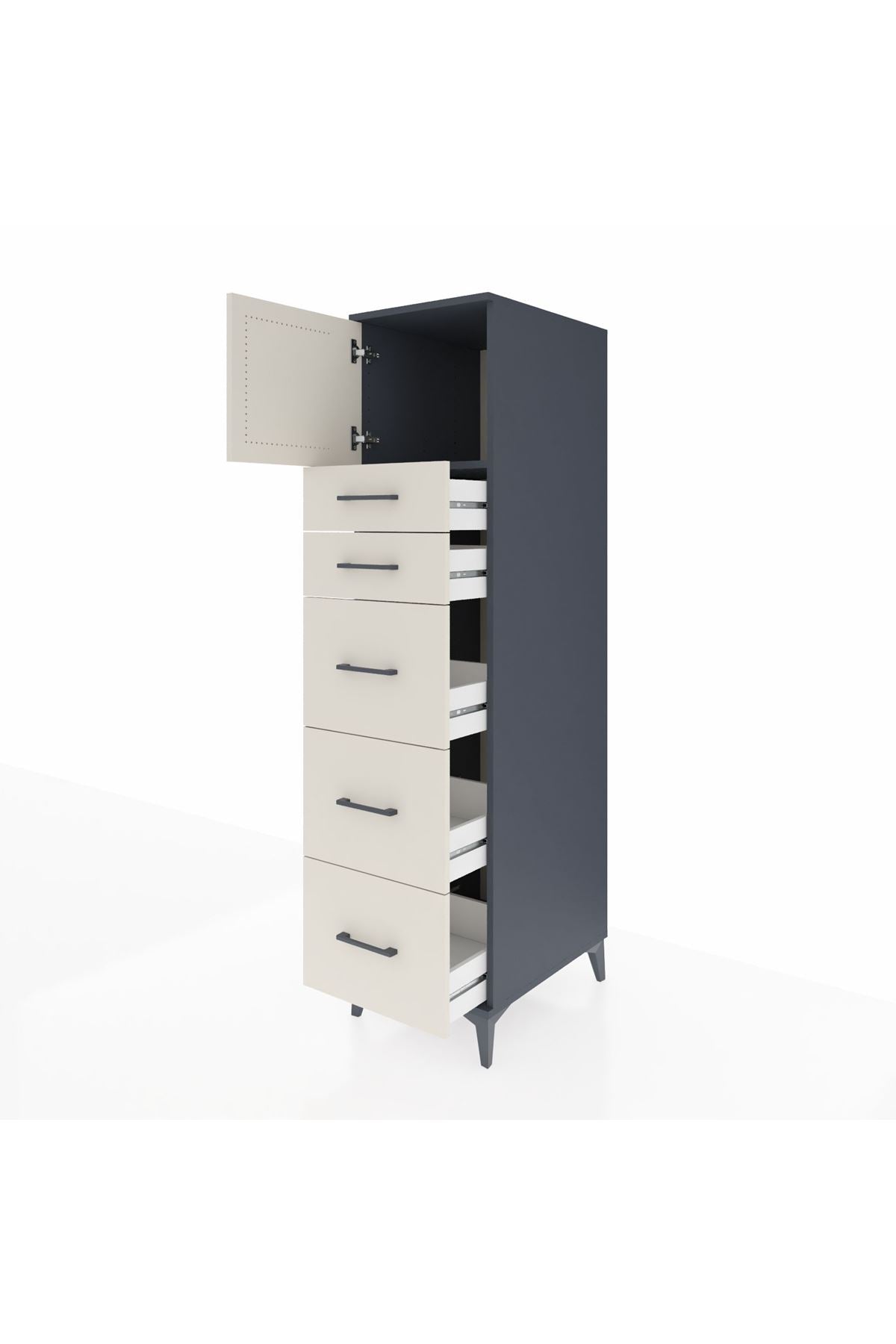 Kronos Dolap Tek Raflı 5 Çekmeceli Tek Kapaklı 44x59x182 - S88M022V4C