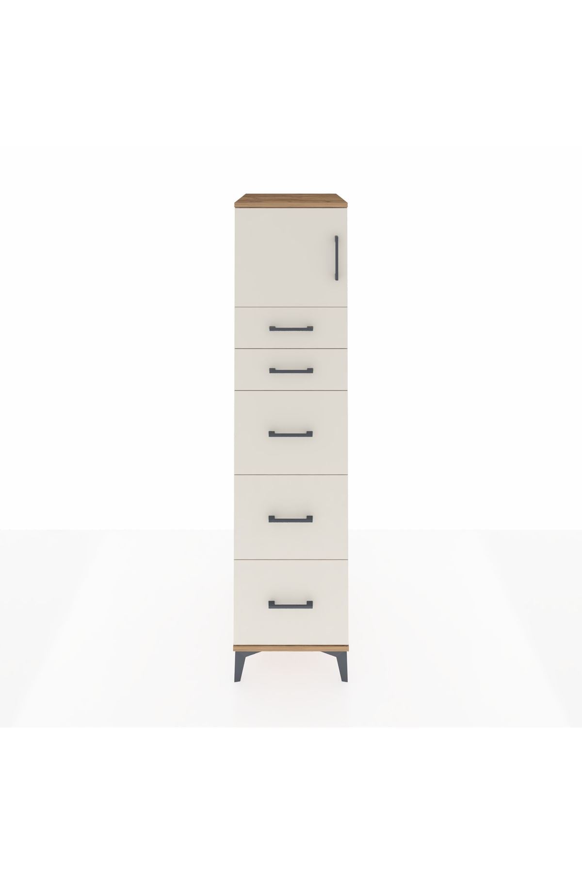 Kronos Dolap Tek Raflı 5 Çekmeceli Tek Kapaklı 44x59x182 - S88M022V7C
