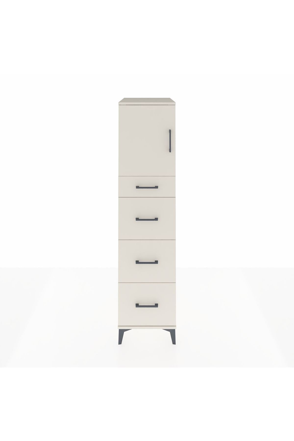 Kronos Dolap Tek Raflı 4 Çekmeceli Tek Kapaklı 44x59x182 - S88M023V1C