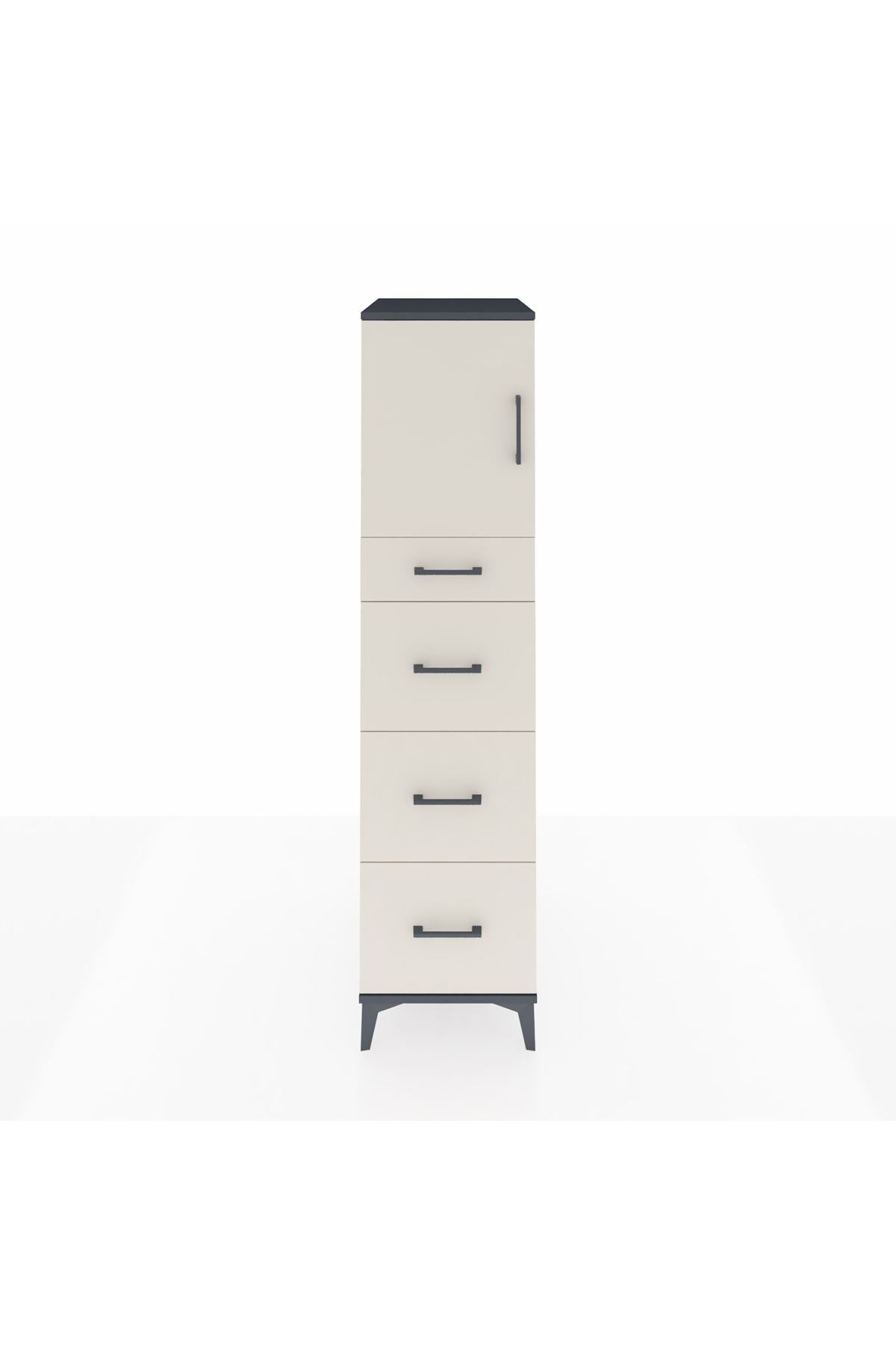 Kronos Dolap Tek Raflı 4 Çekmeceli Tek Kapaklı 44x59x182 - S88M023V4C