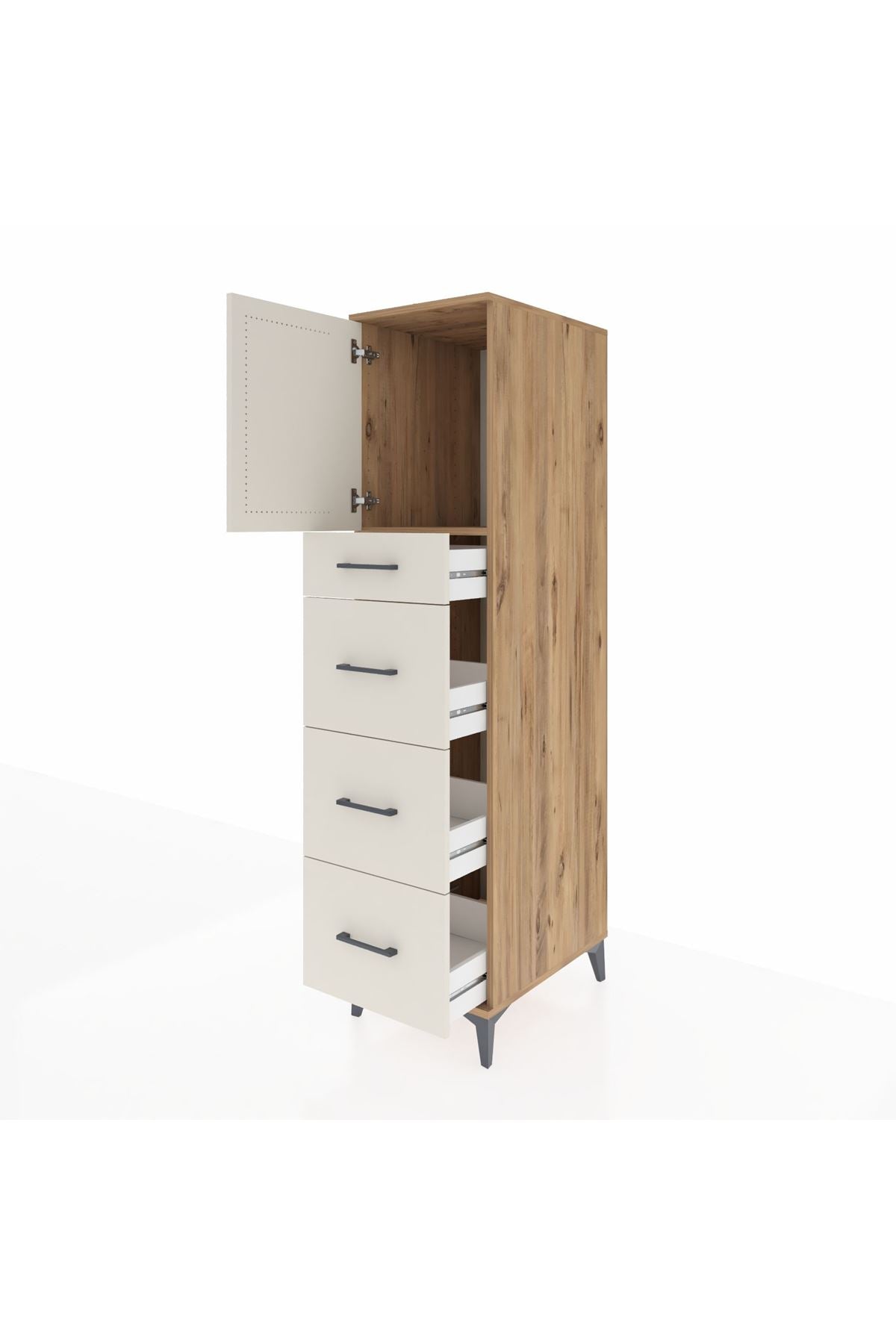 Kronos Dolap Tek Raflı 4 Çekmeceli Tek Kapaklı 44x59x182 - S88M023V7C