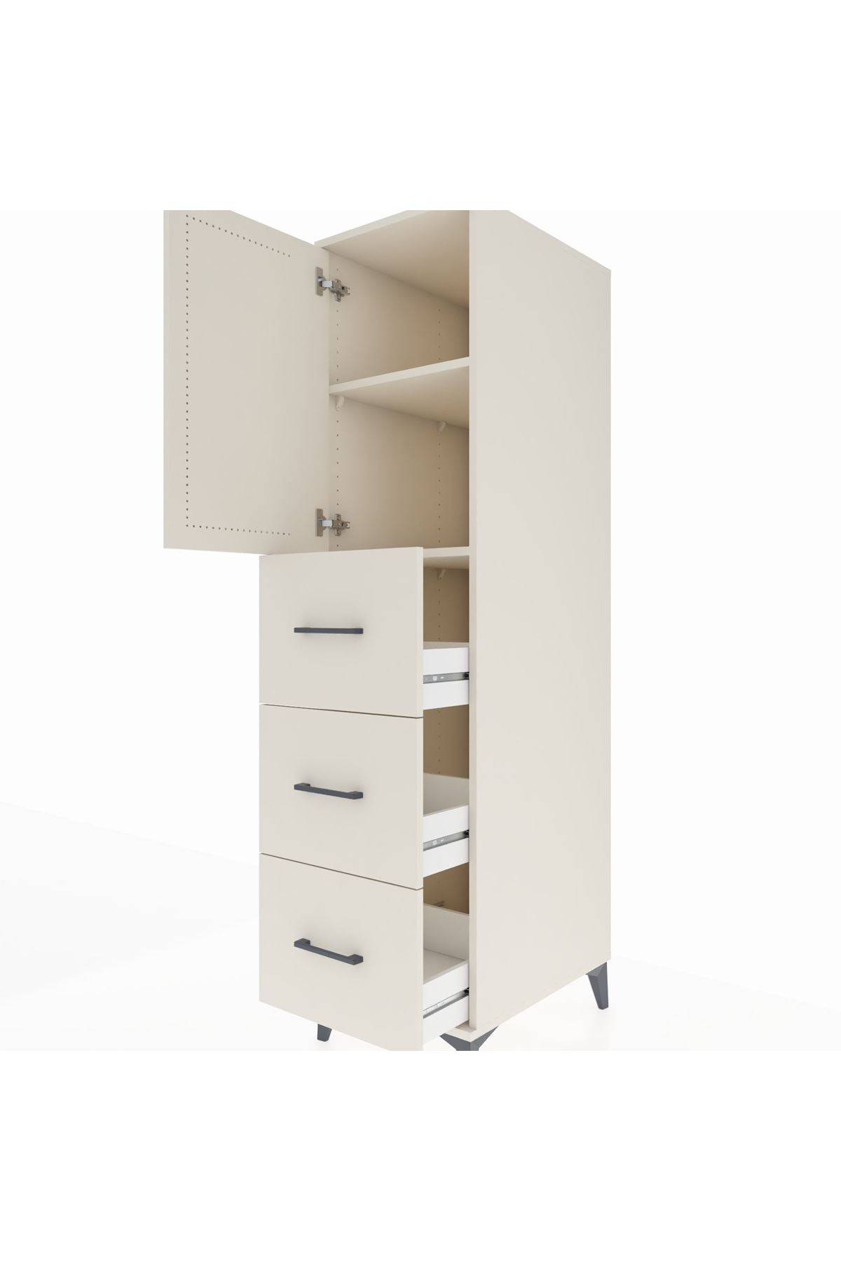 Kronos Dolap 2 Raflı 3 Çekmeceli Tek Kapaklı 44x59x182 - S88M024V1C