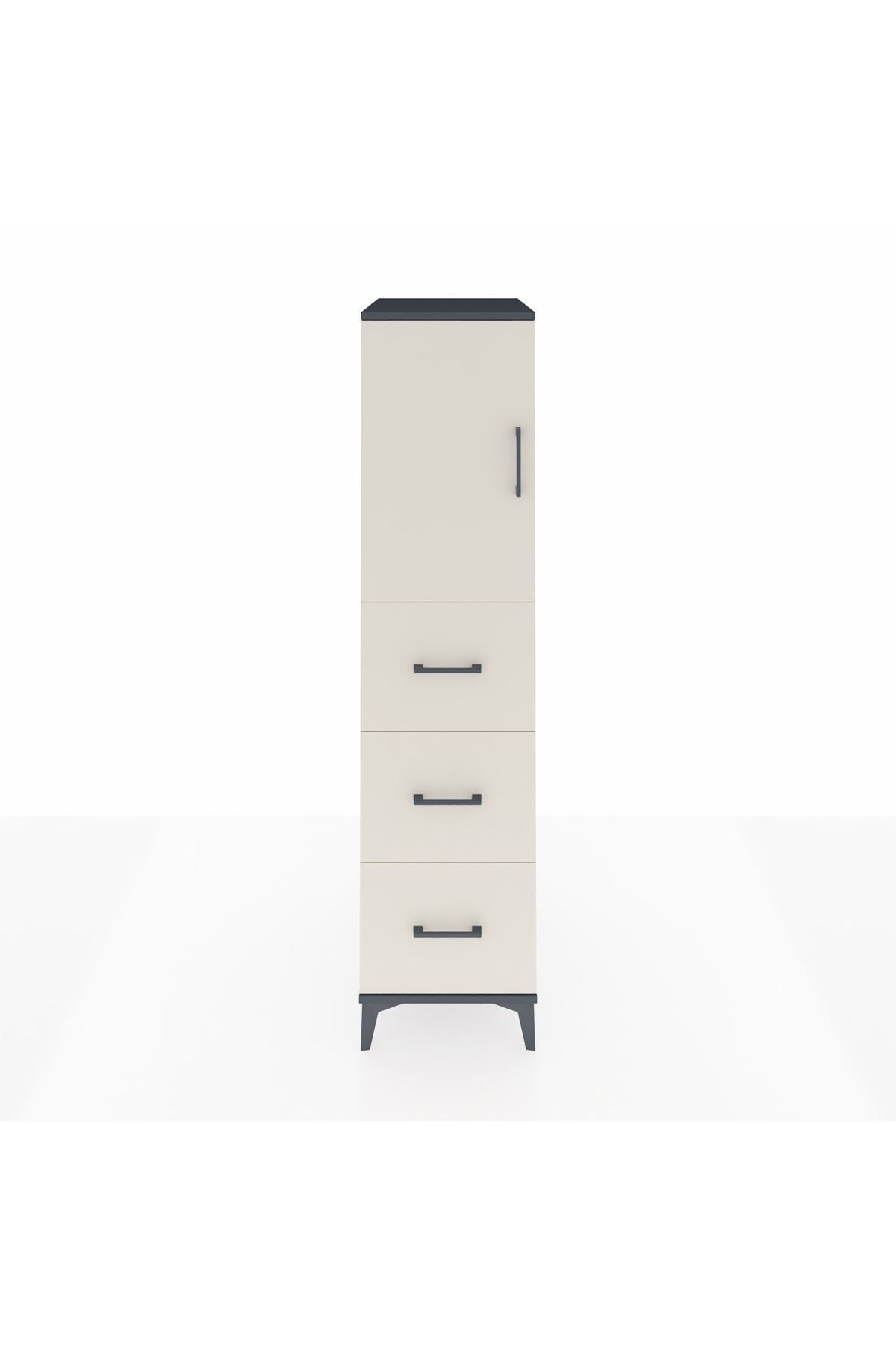 Kronos Dolap 2 Raflı 3 Çekmeceli Tek Kapaklı 44x59x182 - S88M024V4C
