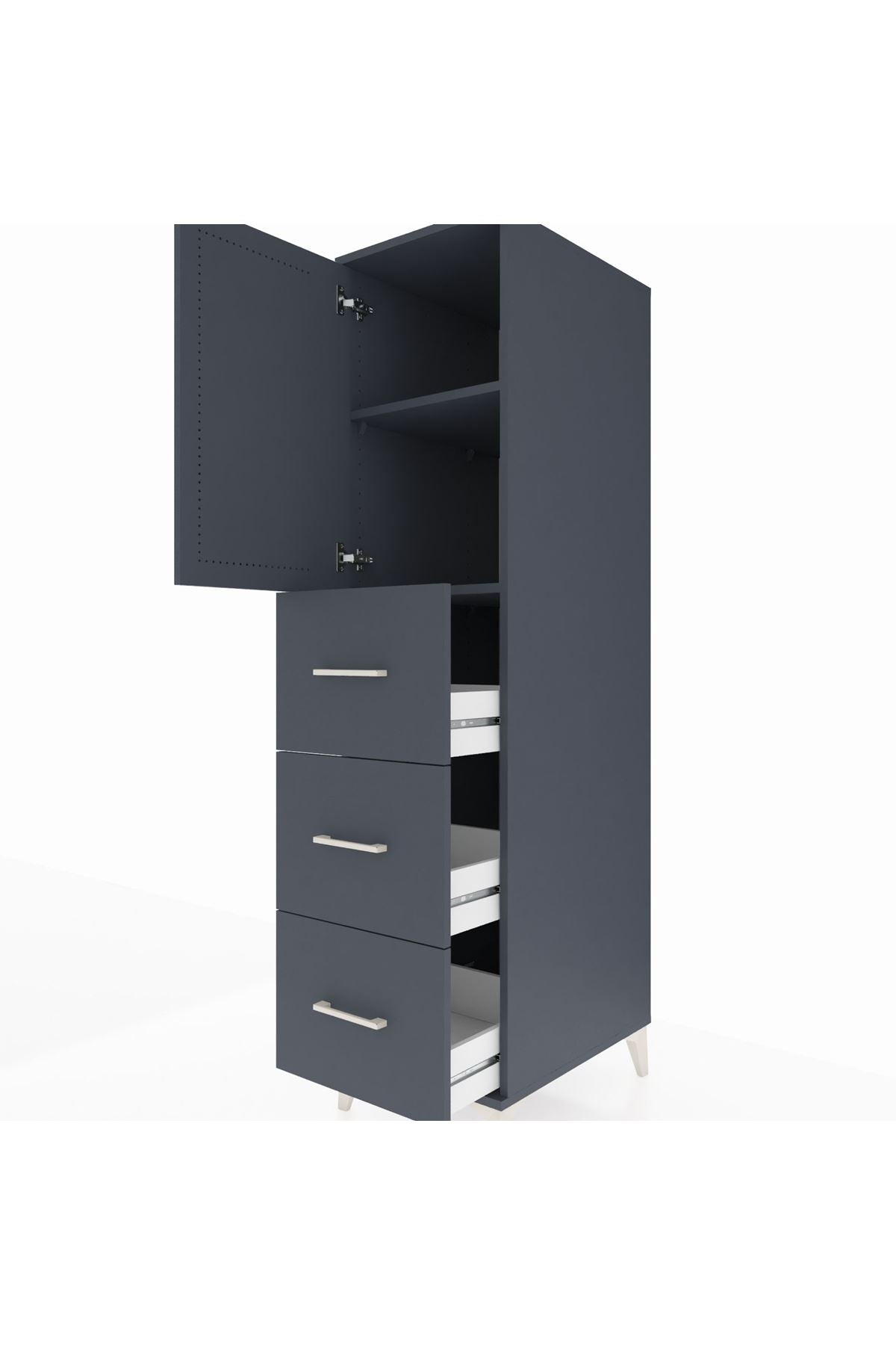 Kronos Dolap 2 Raflı 3 Çekmeceli Tek Kapaklı 44x59x182 - S88M024V5C
