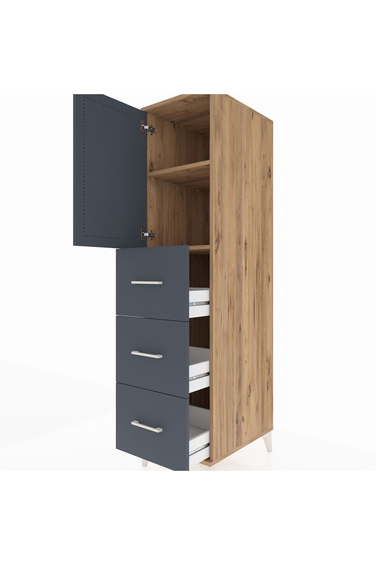 Kronos Dolap 2 Raflı 3 Çekmeceli Tek Kapaklı 44x59x182 - S88M024V8C