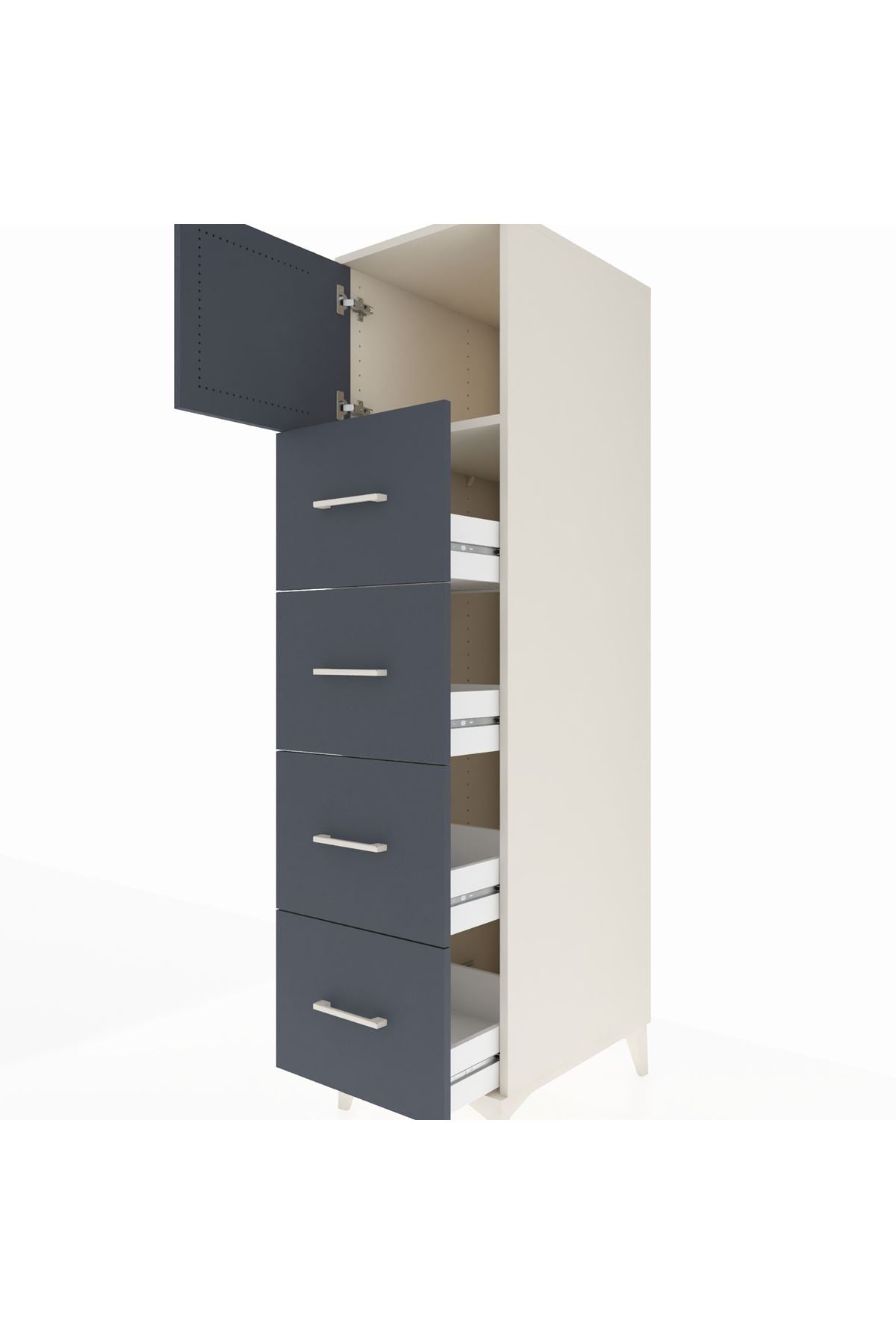 Kronos Dolap Tek Raflı 4 Çekmeceli Tek Kapaklı 44x59x182 - S88M025V2C