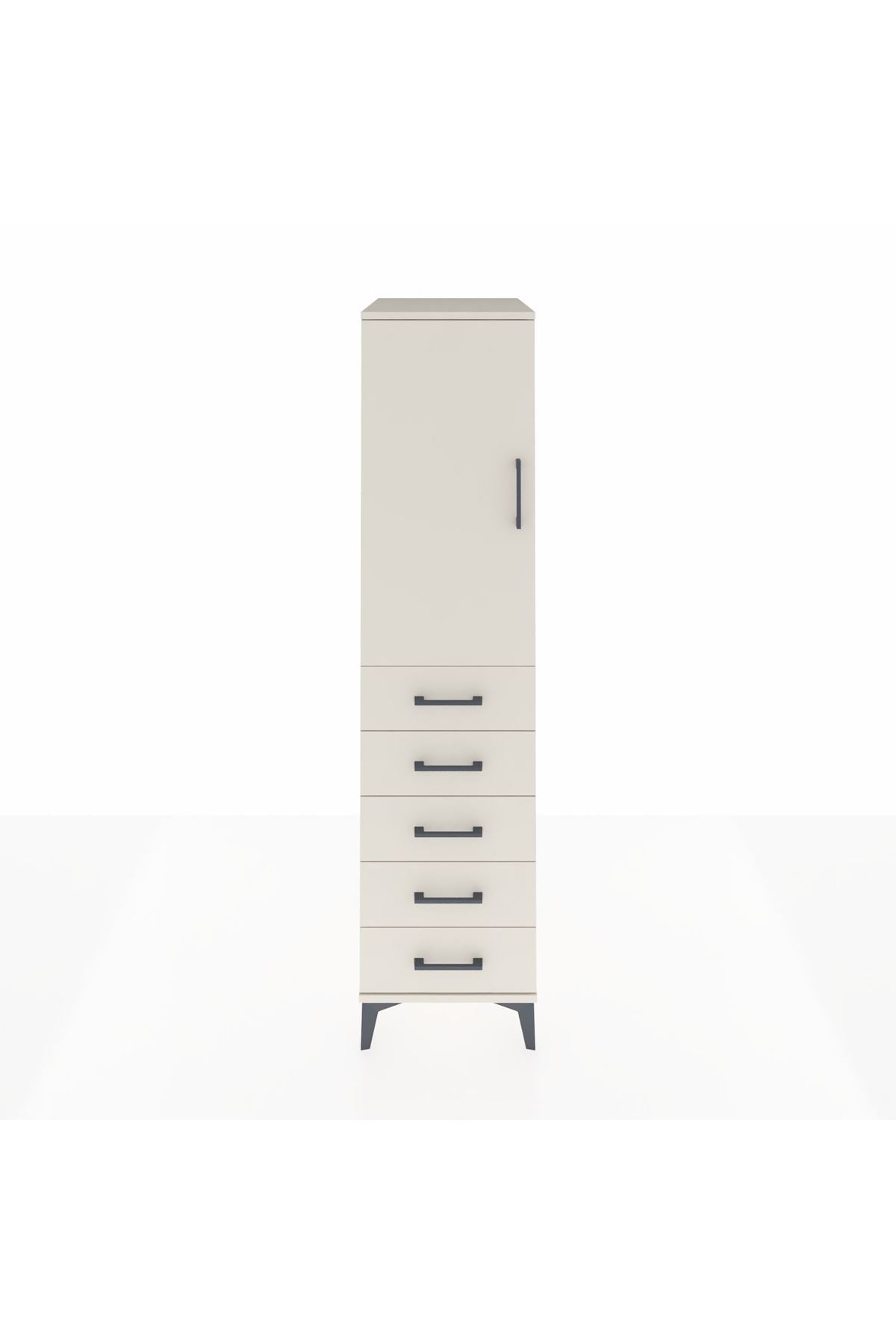 Kronos Dolap Tek Raflı 5 Çekmeceli Tek Askılı 44x59x182 - S88M026V1C