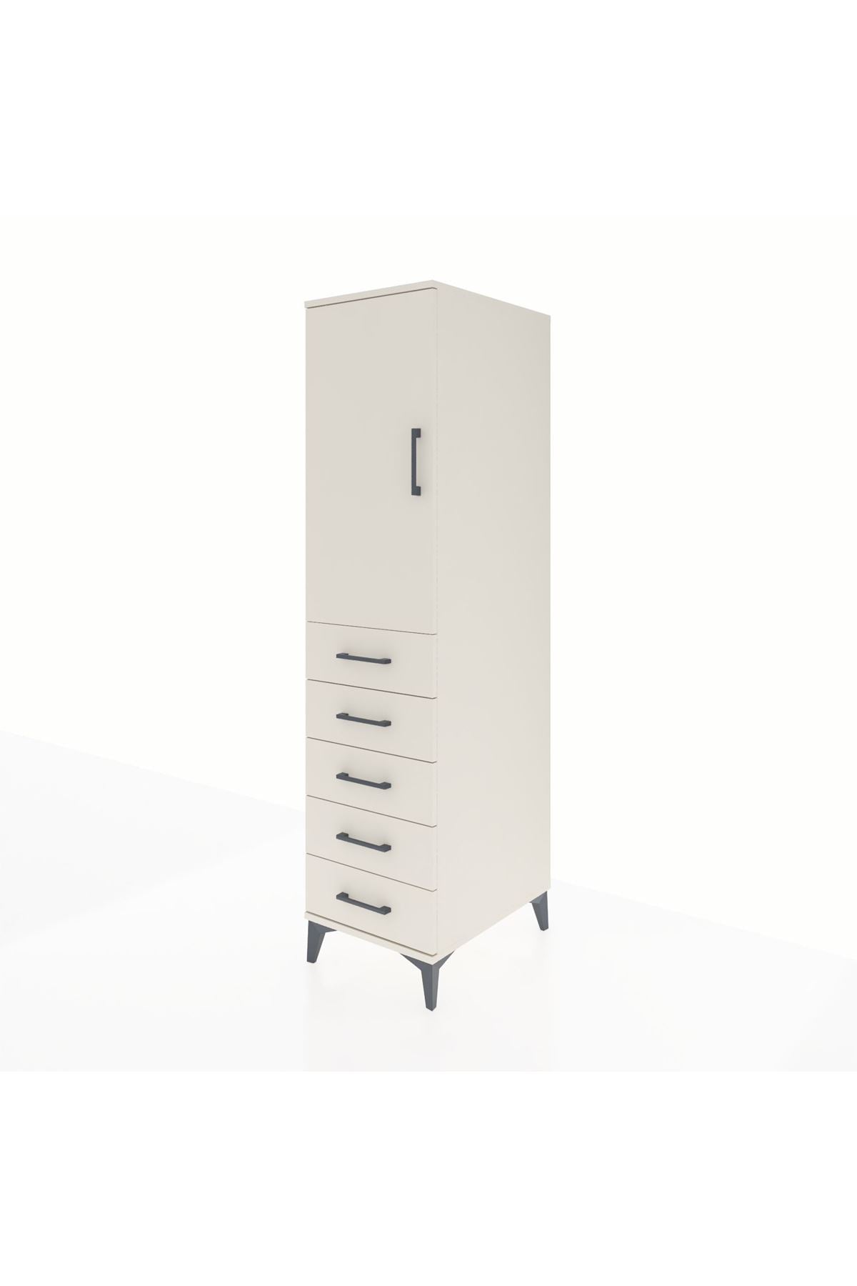 Kronos Dolap Tek Raflı 5 Çekmeceli Tek Askılı 44x59x182 - S88M026V1C