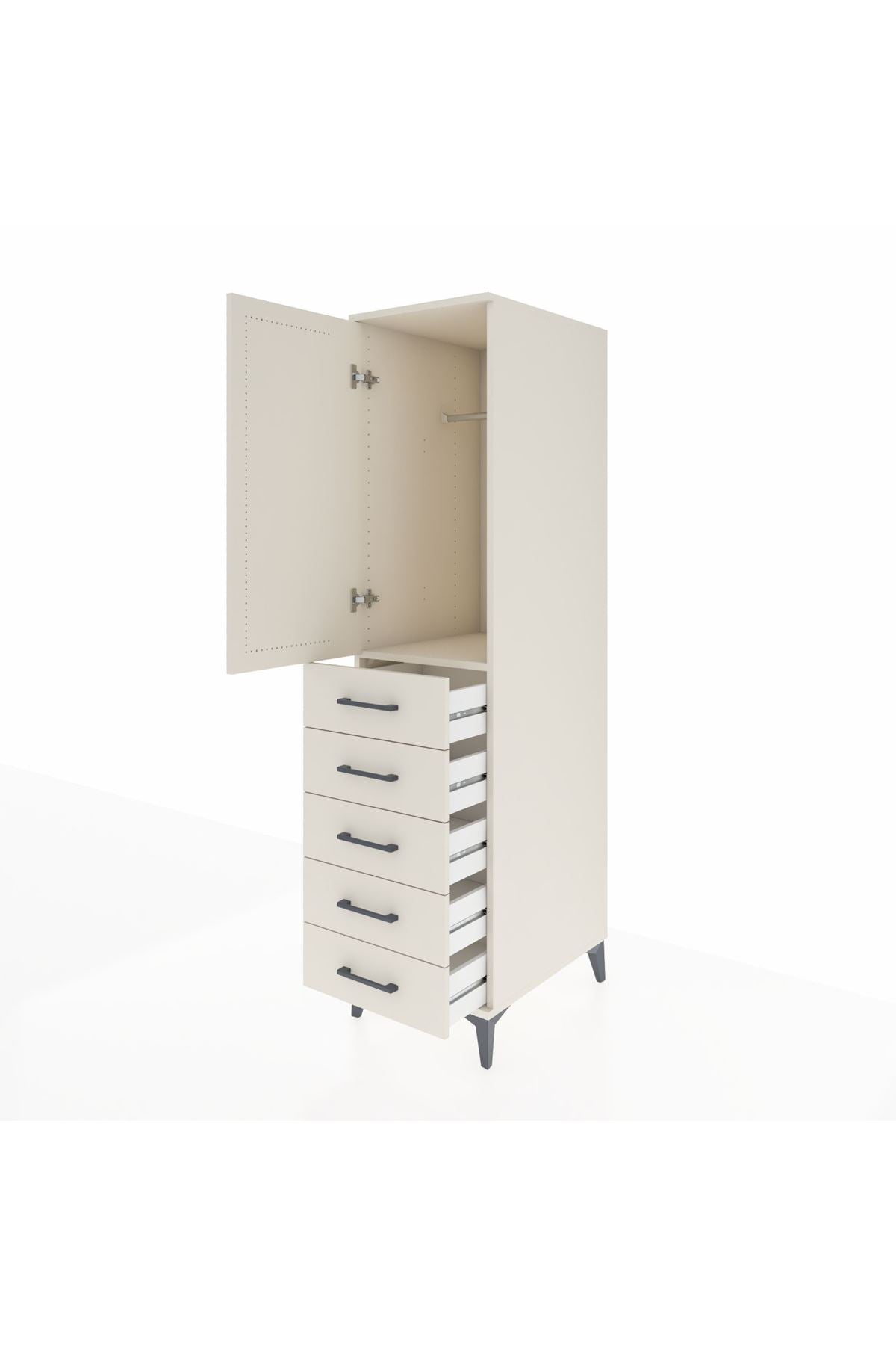 Kronos Dolap Tek Raflı 5 Çekmeceli Tek Askılı 44x59x182 - S88M026V1C