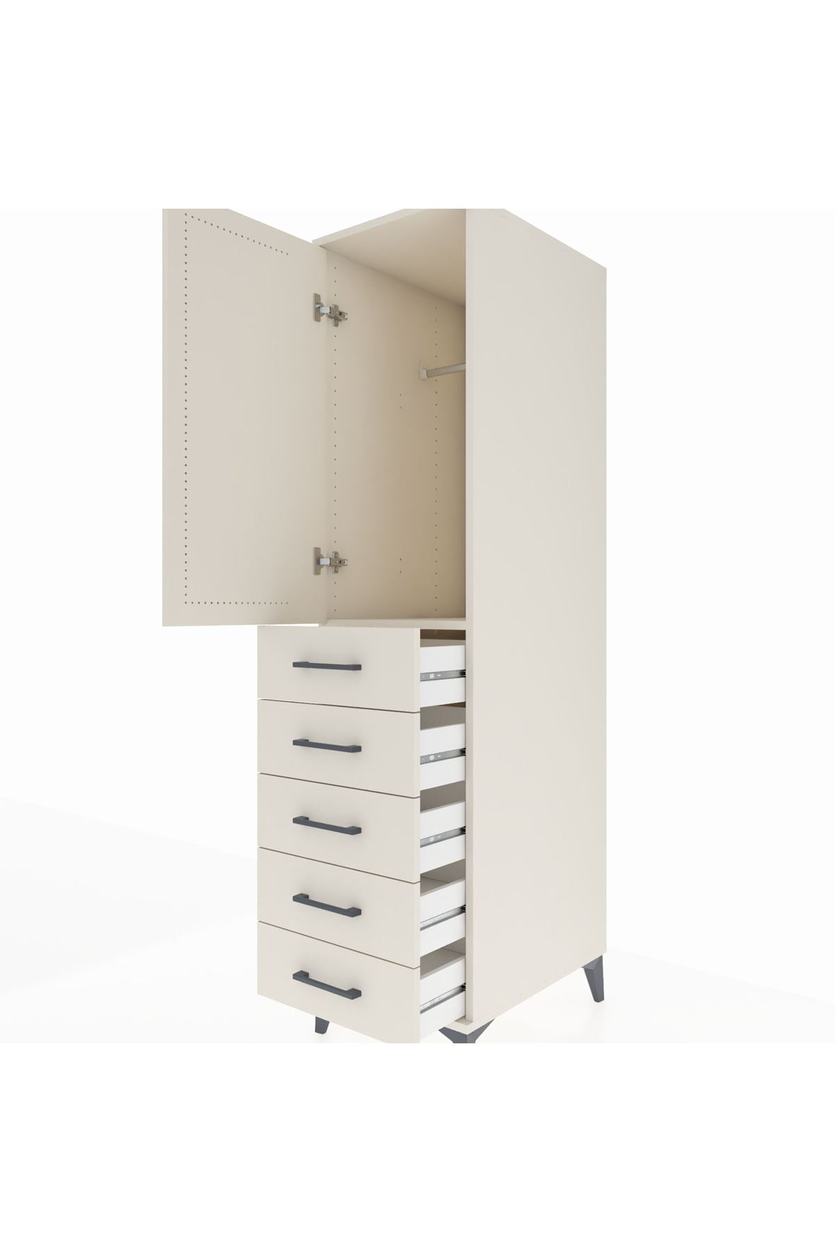 Kronos Dolap Tek Raflı 5 Çekmeceli Tek Askılı 44x59x182 - S88M026V1C
