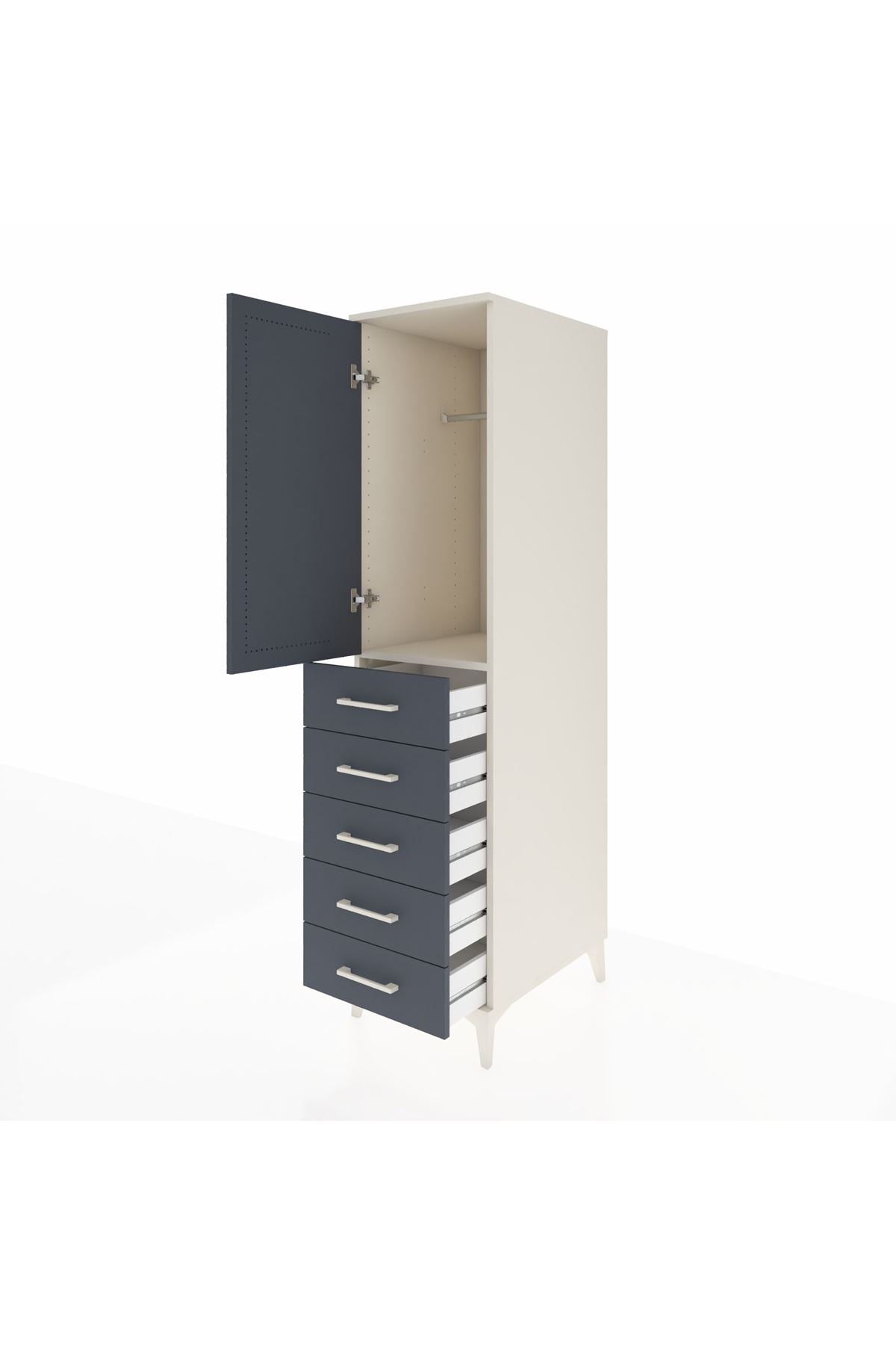 Kronos Dolap Tek Raflı 5 Çekmeceli Tek Askılı 44x59x182 - S88M026V2C