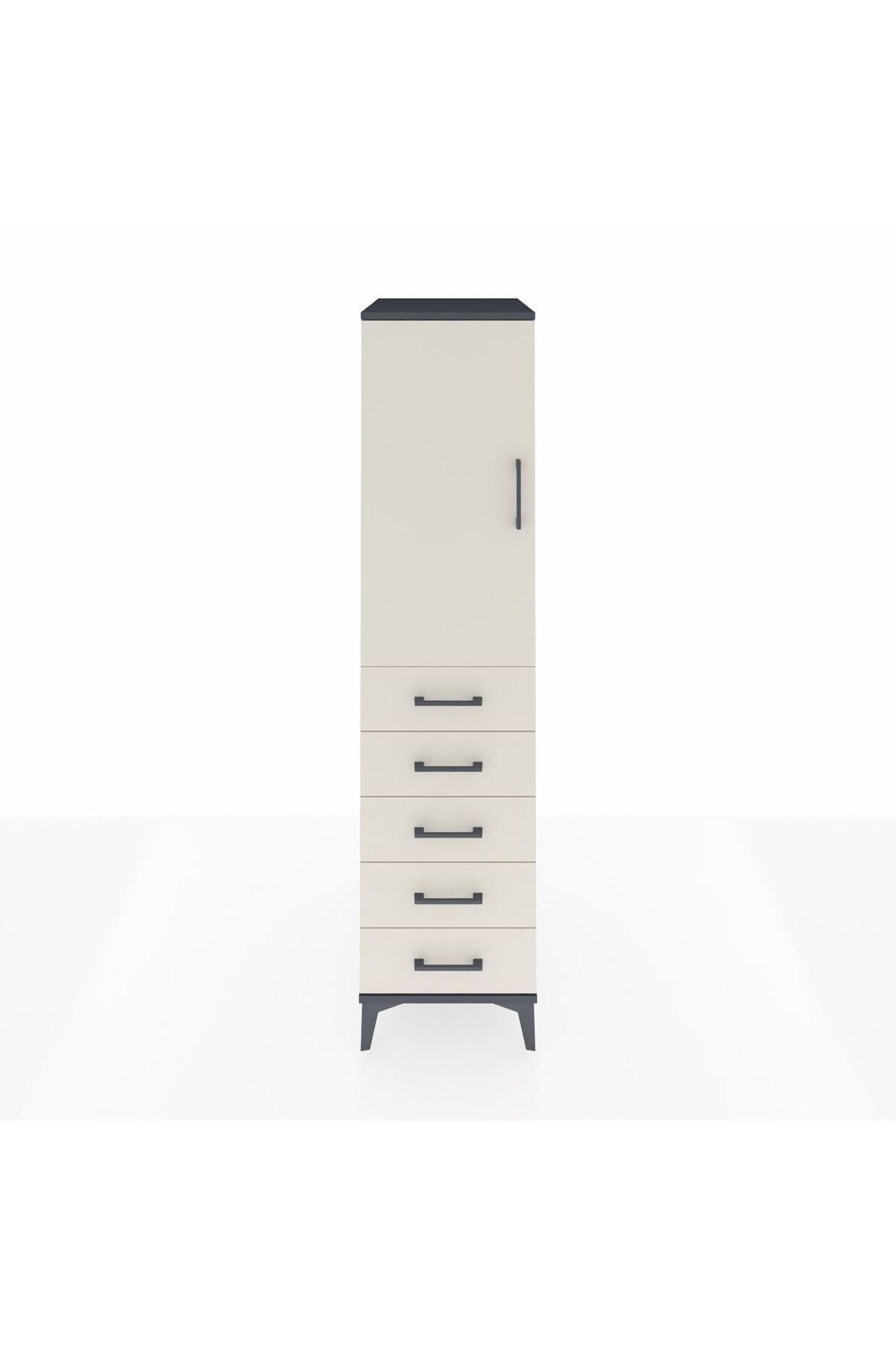 Kronos Dolap Tek Raflı 5 Çekmeceli Tek Askılı 44x59x182 - S88M026V4C
