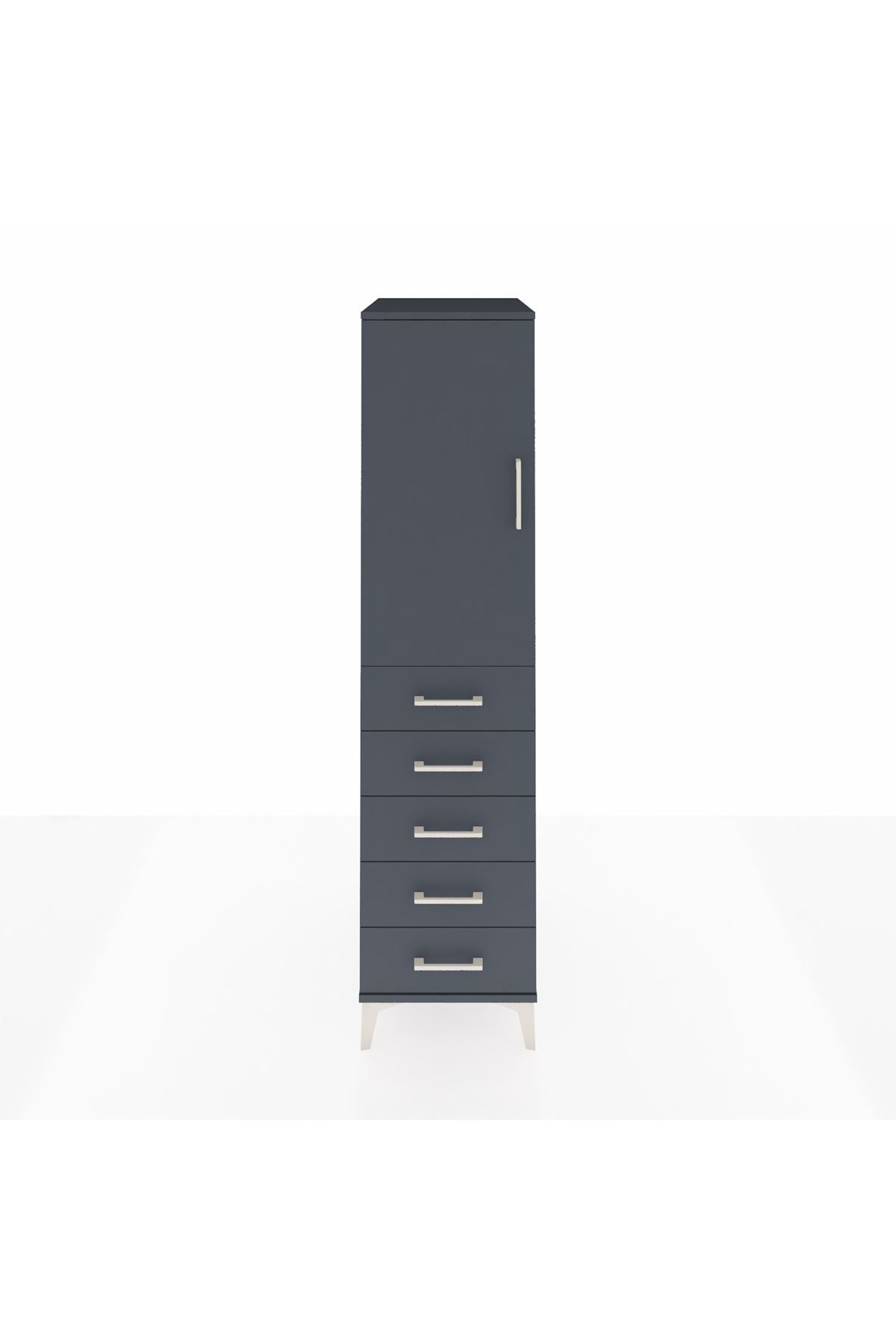 Kronos Dolap Tek Raflı 5 Çekmeceli Tek Askılı 44x59x182 - S88M026V5C