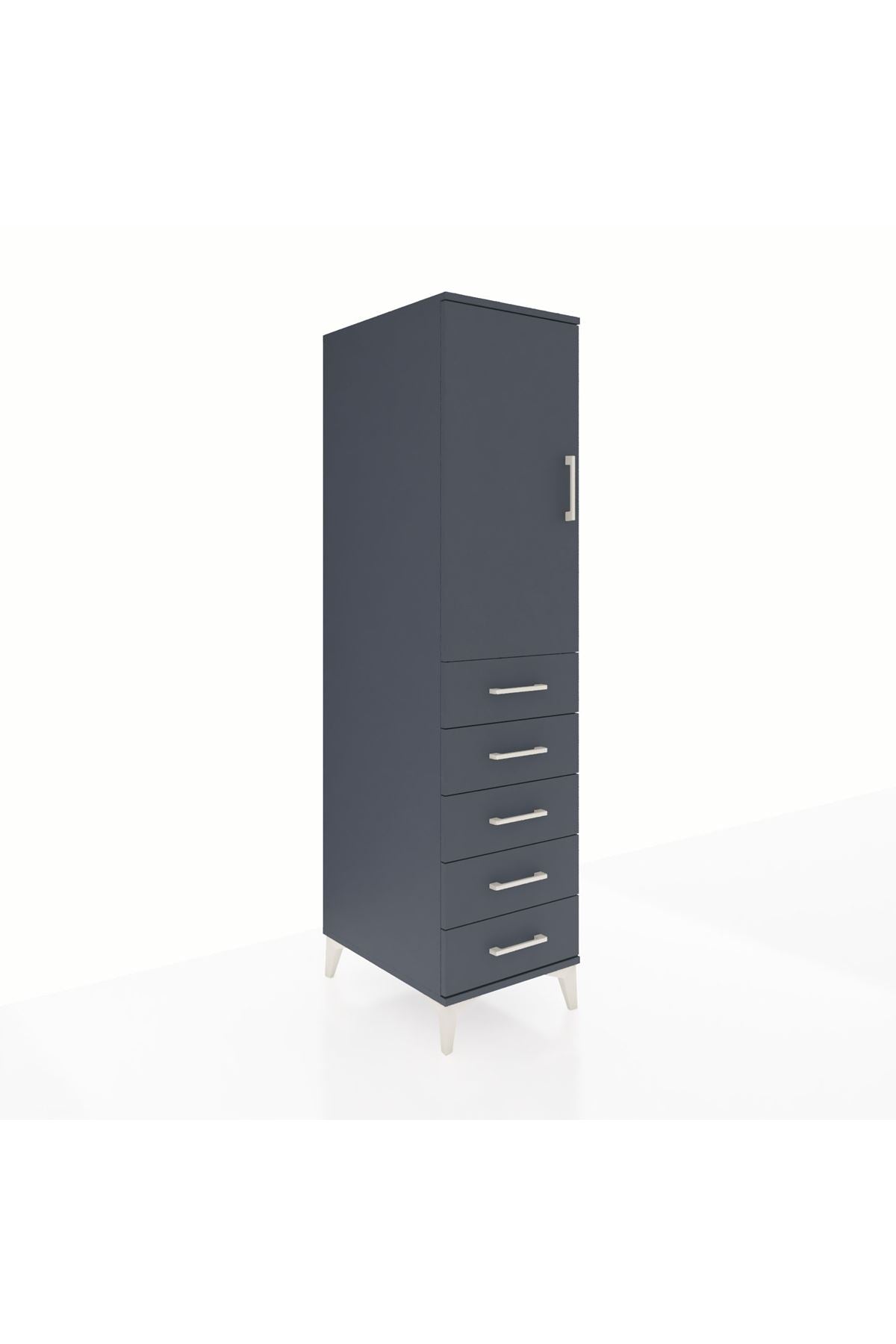 Kronos Dolap Tek Raflı 5 Çekmeceli Tek Askılı 44x59x182 - S88M026V5C