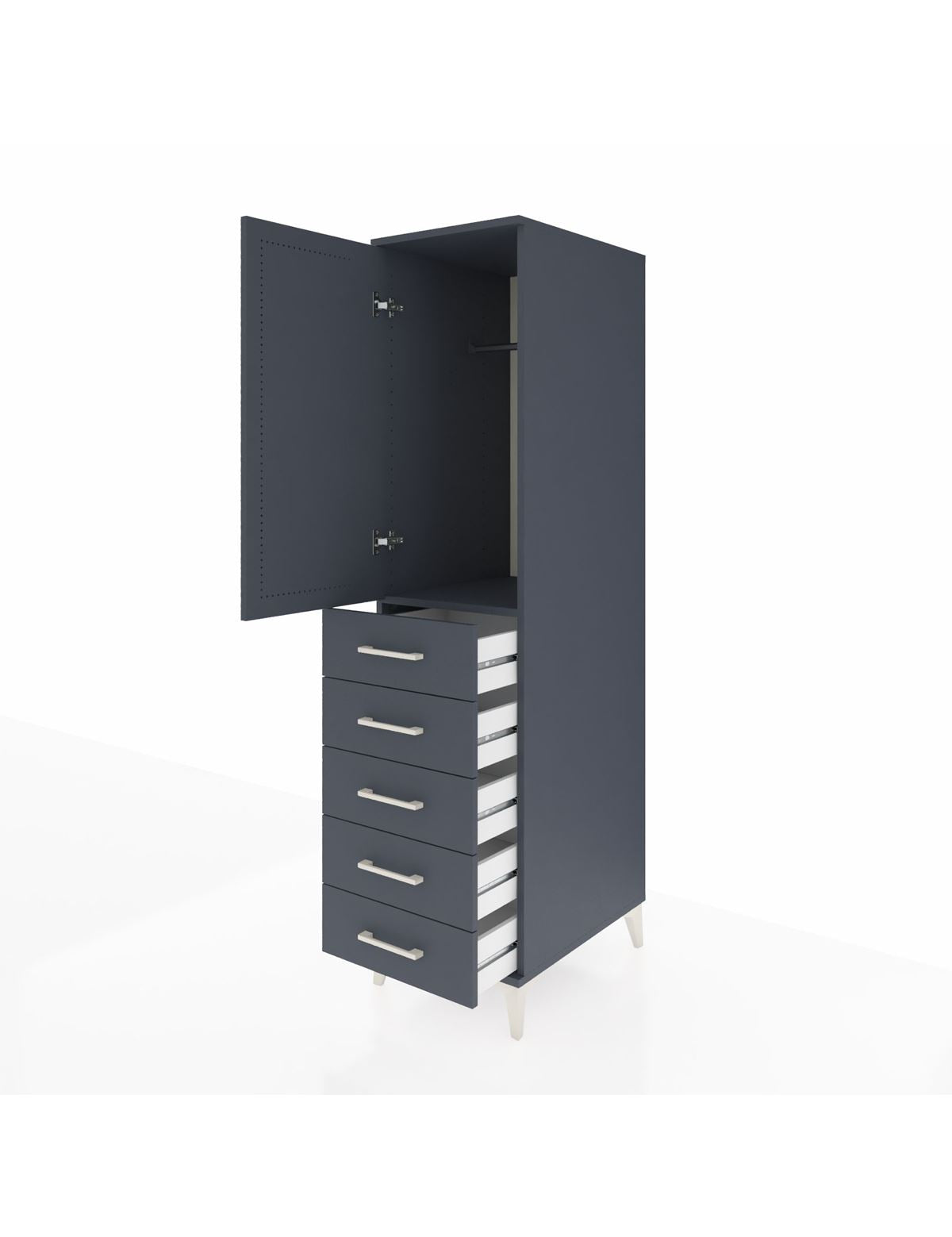 Kronos Dolap Tek Raflı 5 Çekmeceli Tek Askılı 44x59x182 - S88M026V5C
