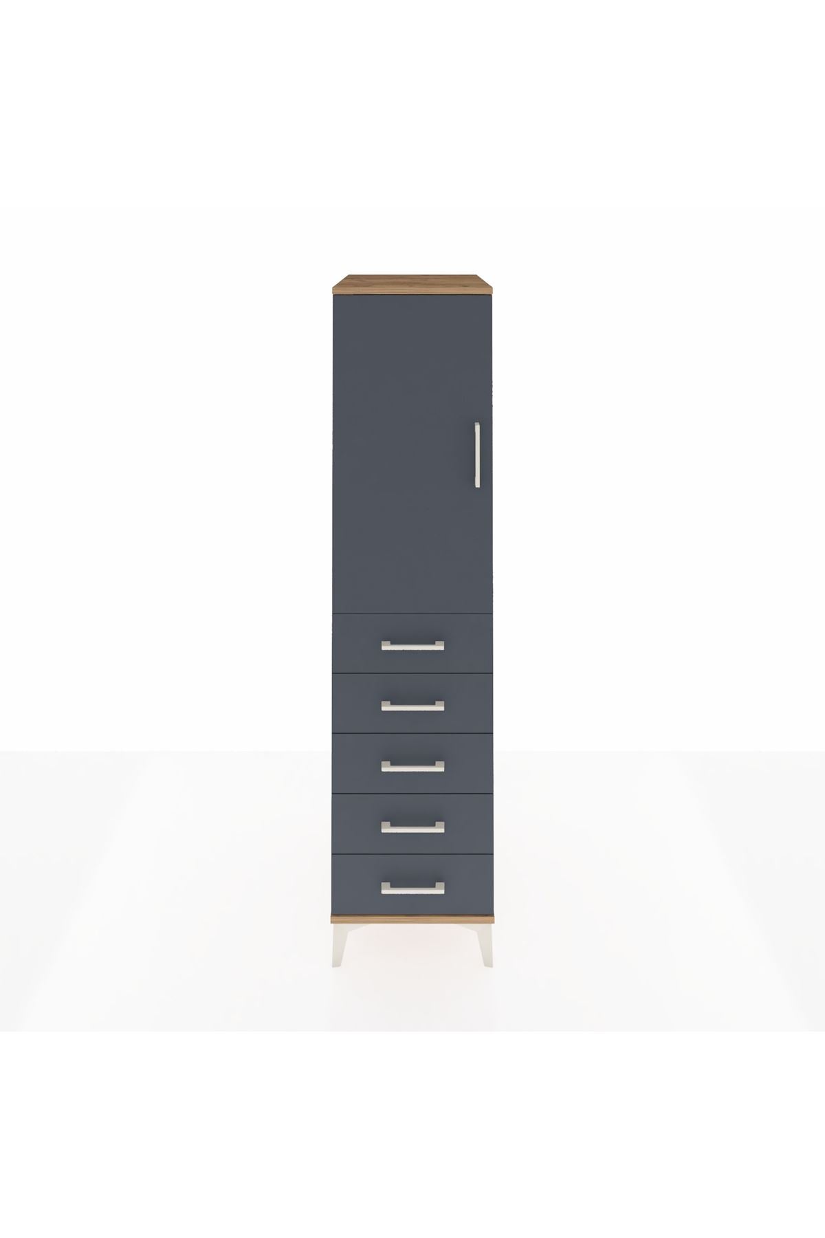 Kronos Dolap Tek Raflı 5 Çekmeceli Tek Askılı 44x59x182 - S88M026V8C