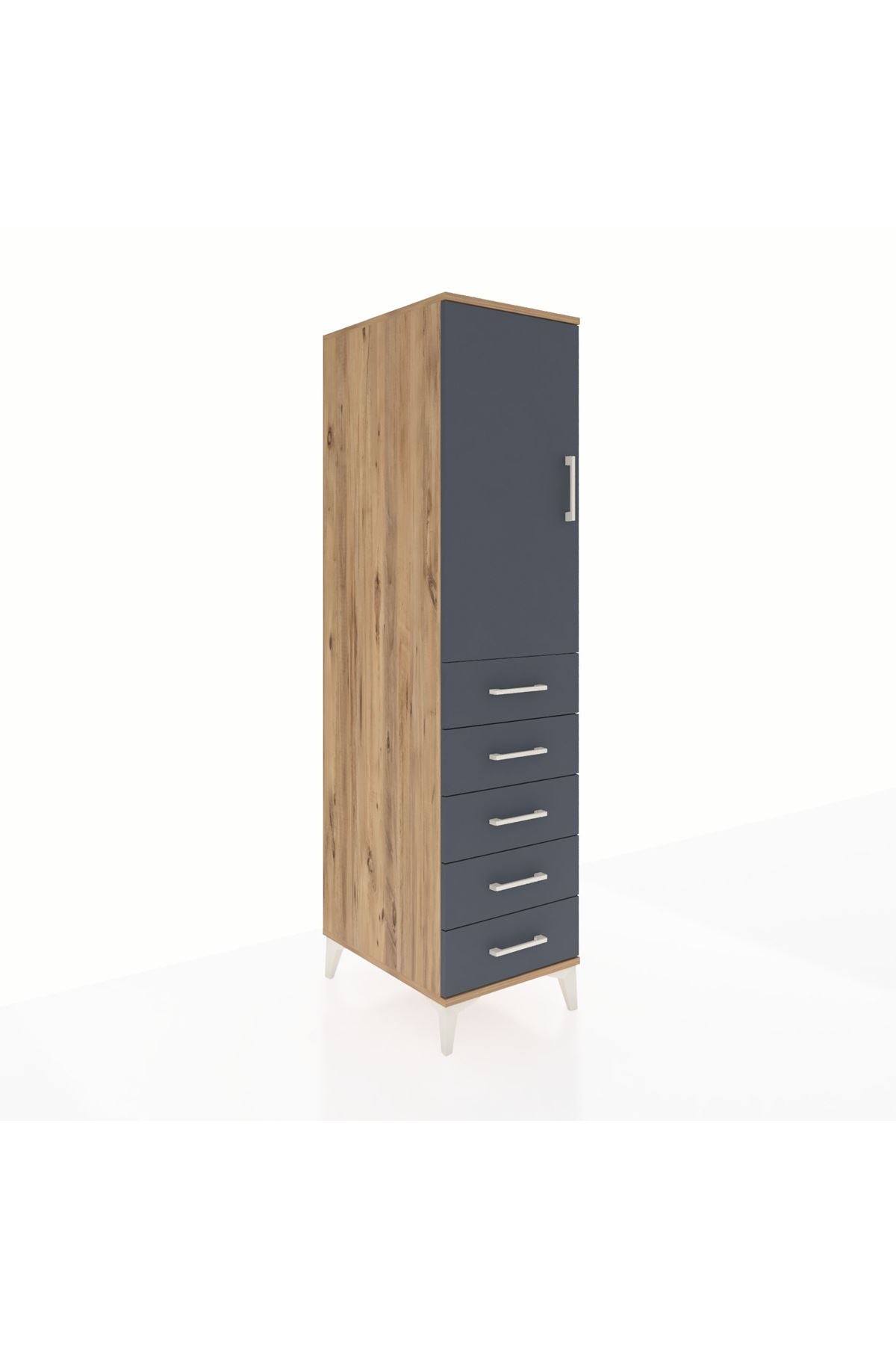Kronos Dolap Tek Raflı 5 Çekmeceli Tek Askılı 44x59x182 - S88M026V8C