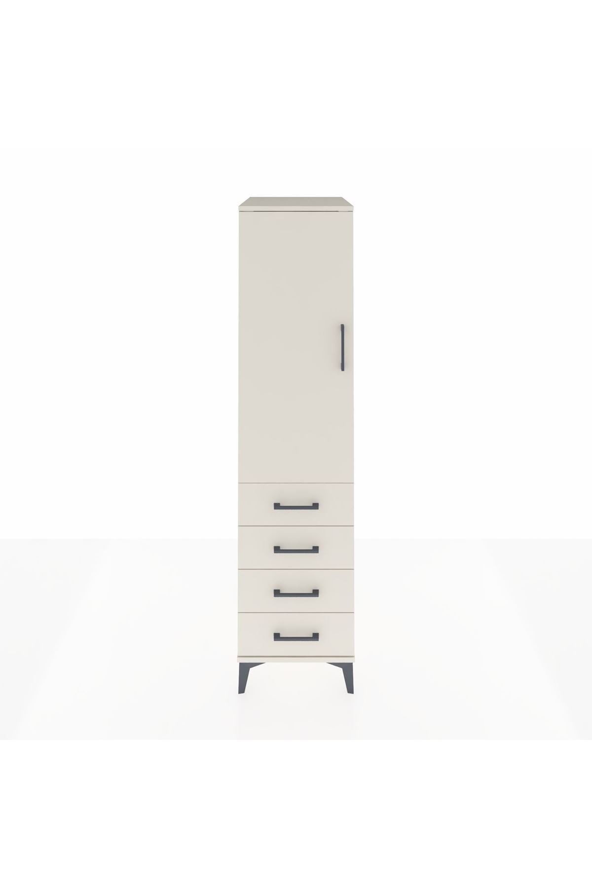 Kronos Dolap Tek Raflı 4 Çekmeceli Tek Askılı 44x59x182 - S88M027V1C