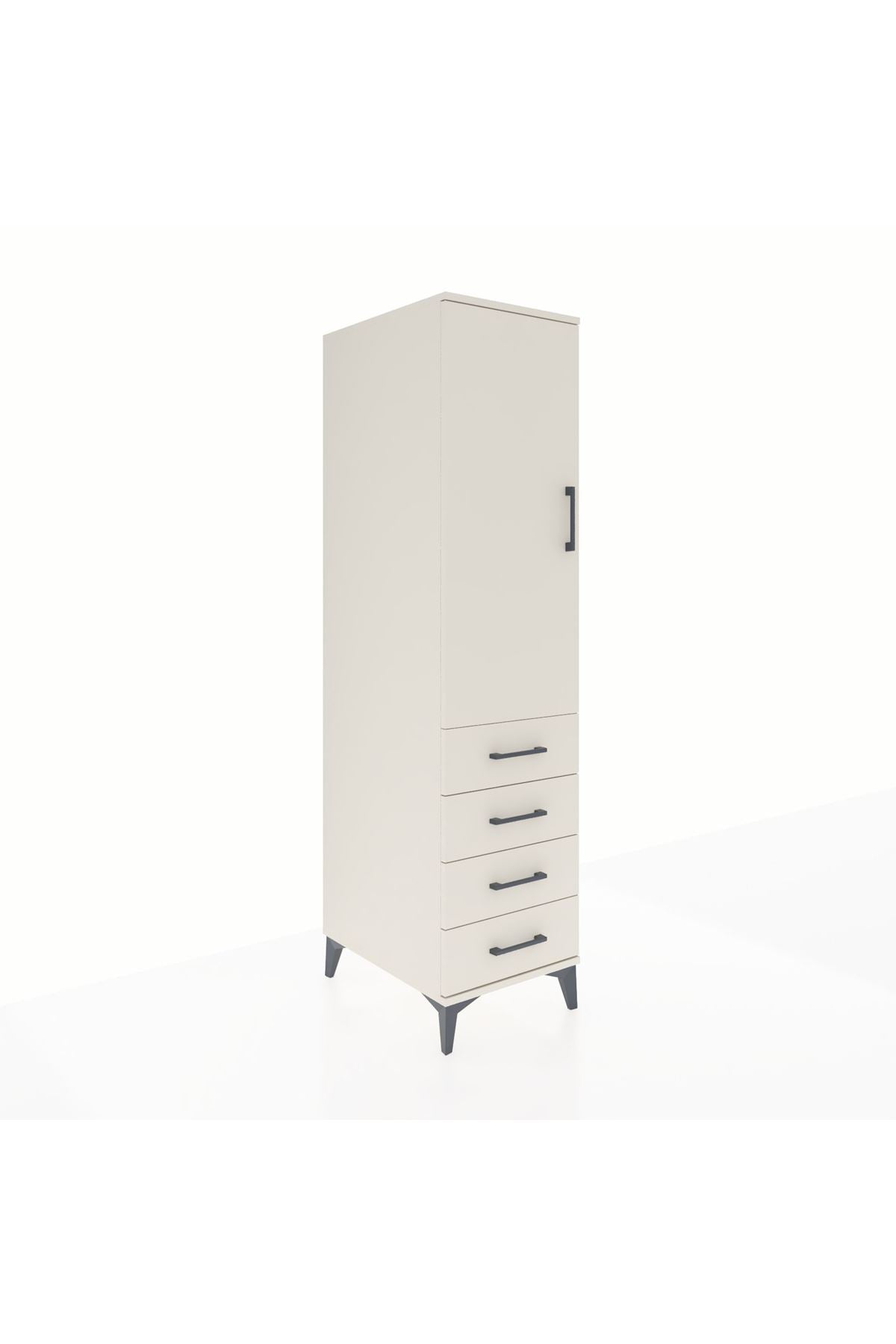 Kronos Dolap Tek Raflı 4 Çekmeceli Tek Askılı 44x59x182 - S88M027V1C