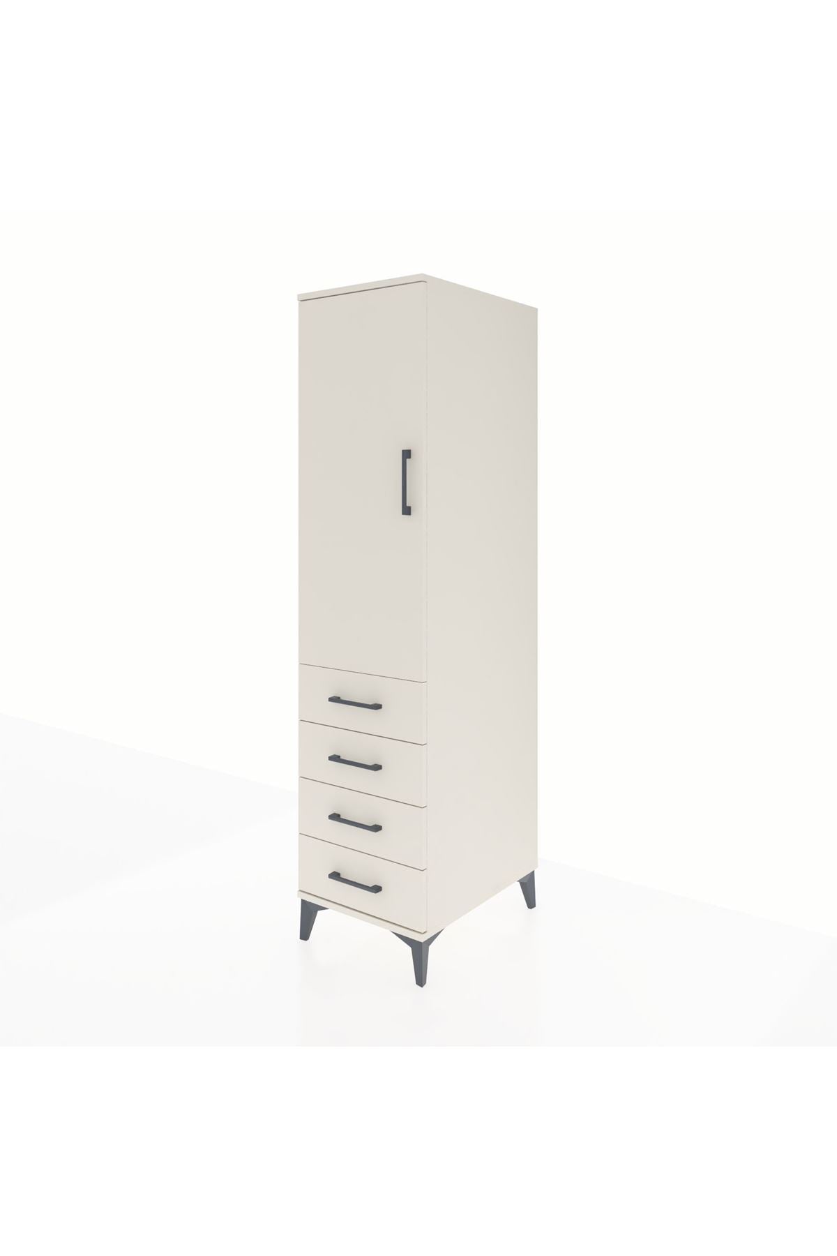Kronos Dolap Tek Raflı 4 Çekmeceli Tek Askılı 44x59x182 - S88M027V1C