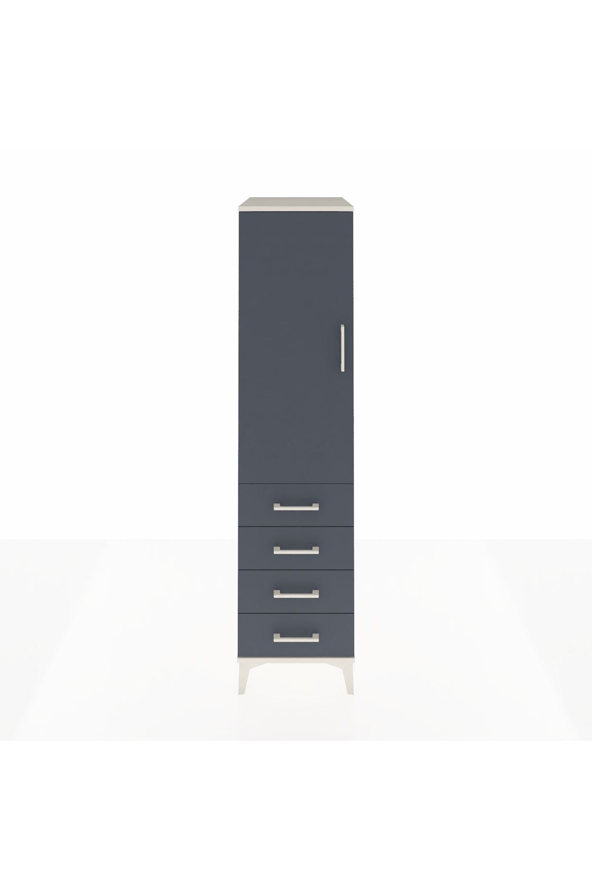 Kronos Dolap Tek Raflı 4 Çekmeceli Tek Askılı 44x59x182 - S88M027V2C