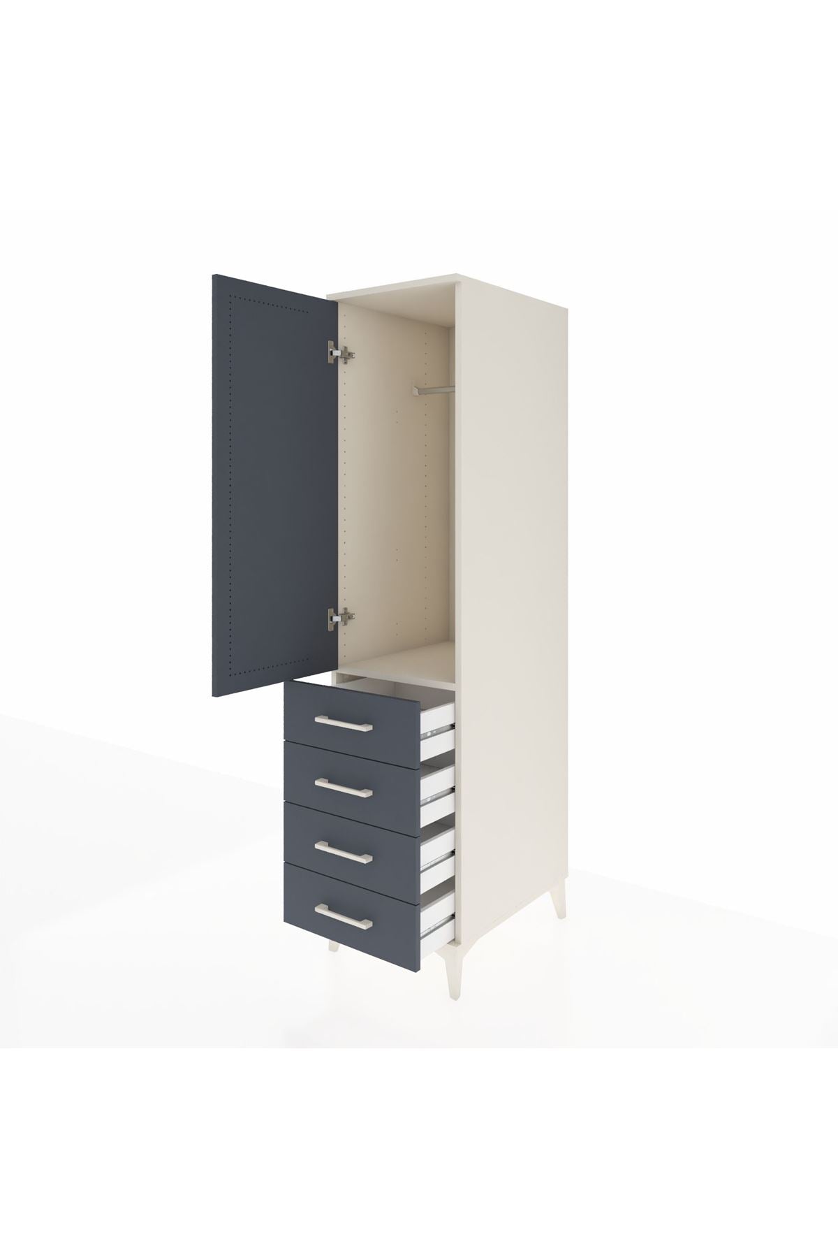 Kronos Dolap Tek Raflı 4 Çekmeceli Tek Askılı 44x59x182 - S88M027V2C