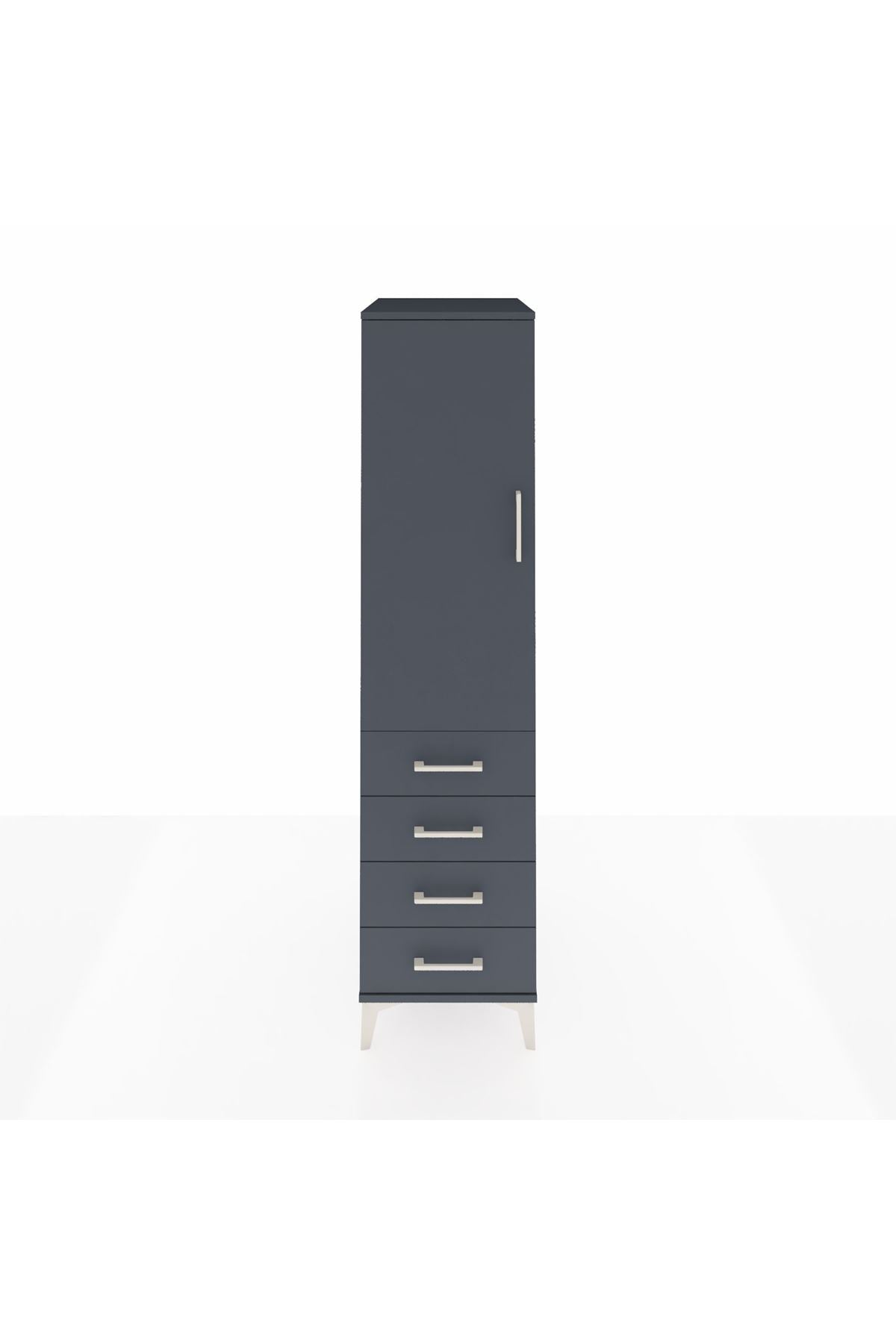 Kronos Dolap Tek Raflı 4 Çekmeceli Tek Askılı 44x59x182 - S88M027V5C