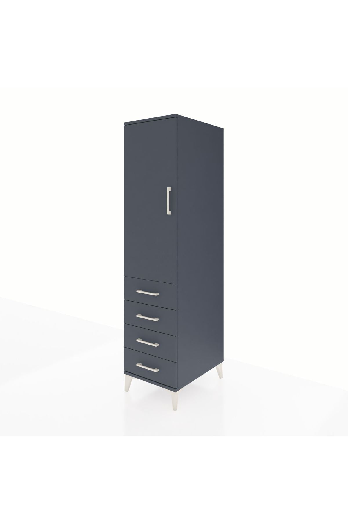 Kronos Dolap Tek Raflı 4 Çekmeceli Tek Askılı 44x59x182 - S88M027V5C