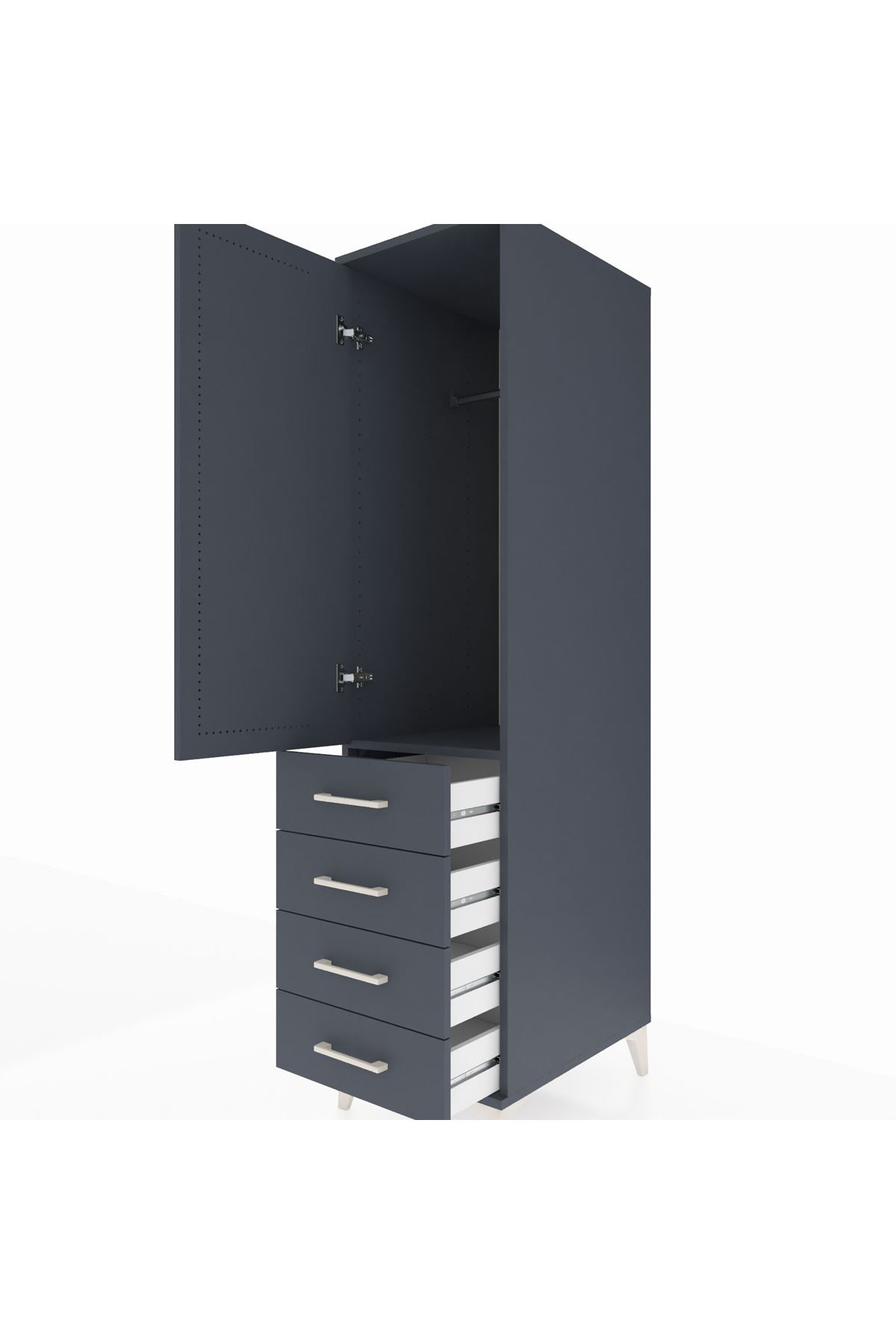 Kronos Dolap Tek Raflı 4 Çekmeceli Tek Askılı 44x59x182 - S88M027V5C